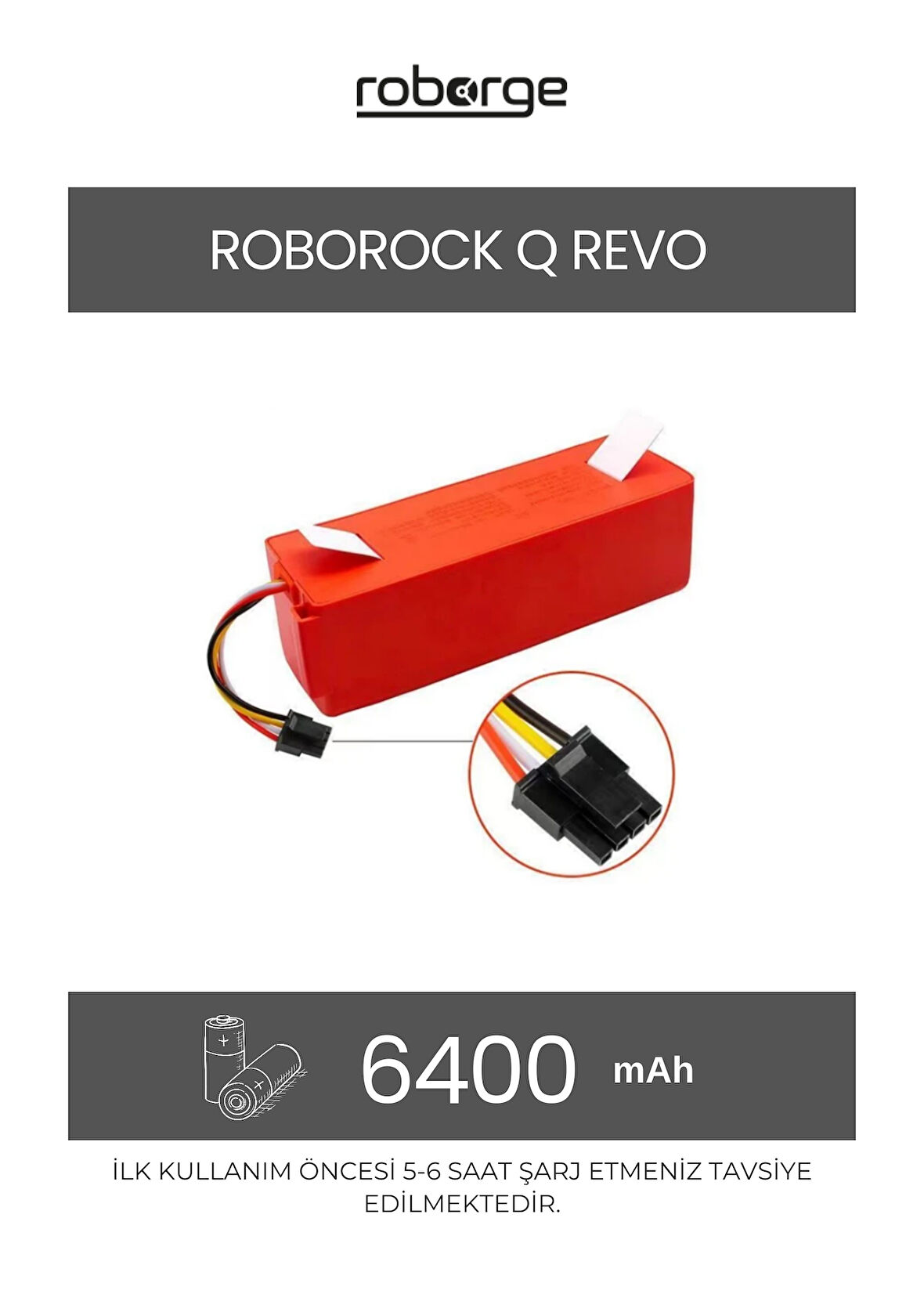 Roborock Q Revo Robot Süpürge Uyumlu Batarya 6400 mAh - Muadil Ürün