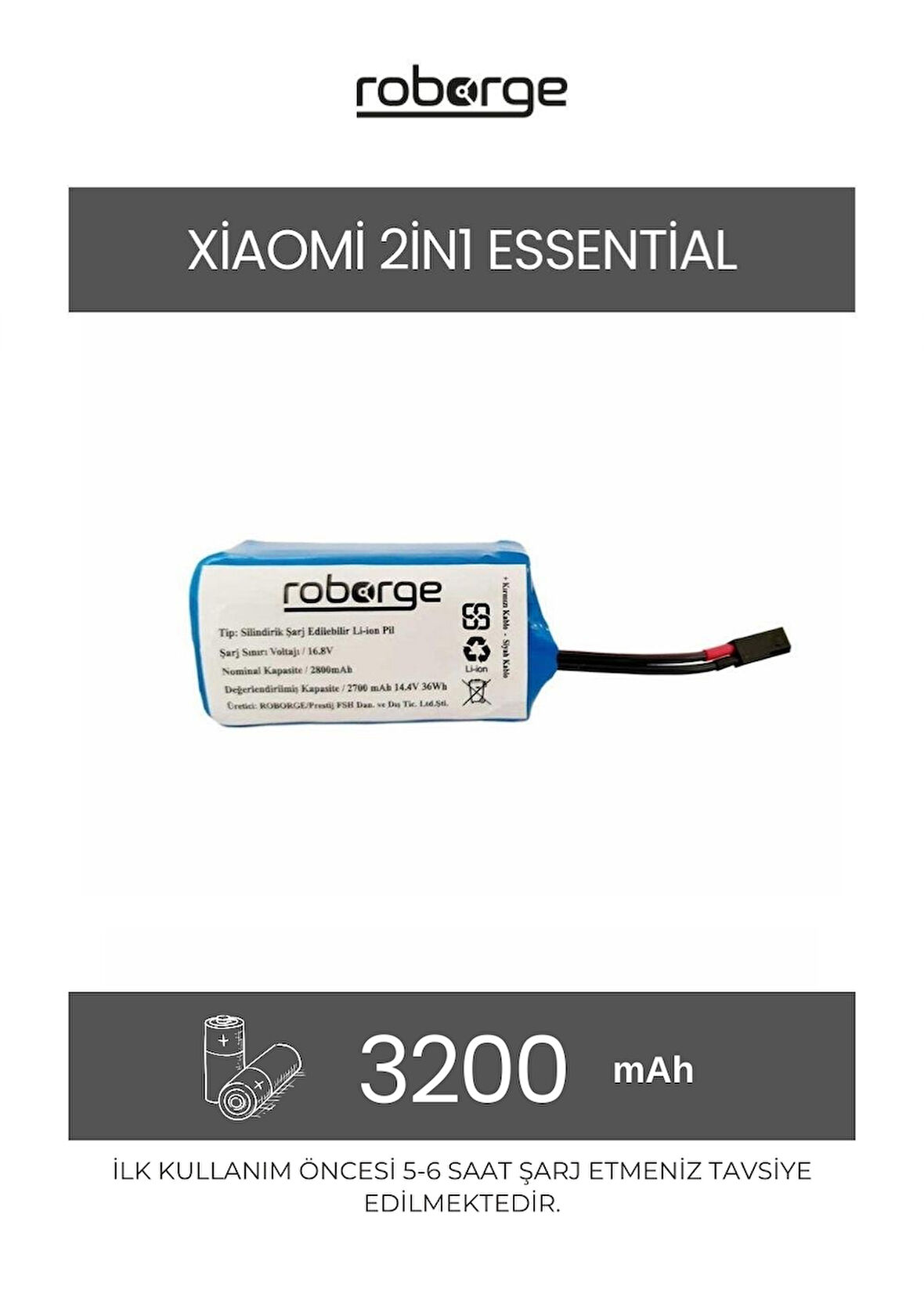 Xiaomi Vacuum Mop 2in1 Essential (MJSTG1) Robot Süpürge Uyumlu 3200 mAh Batarya