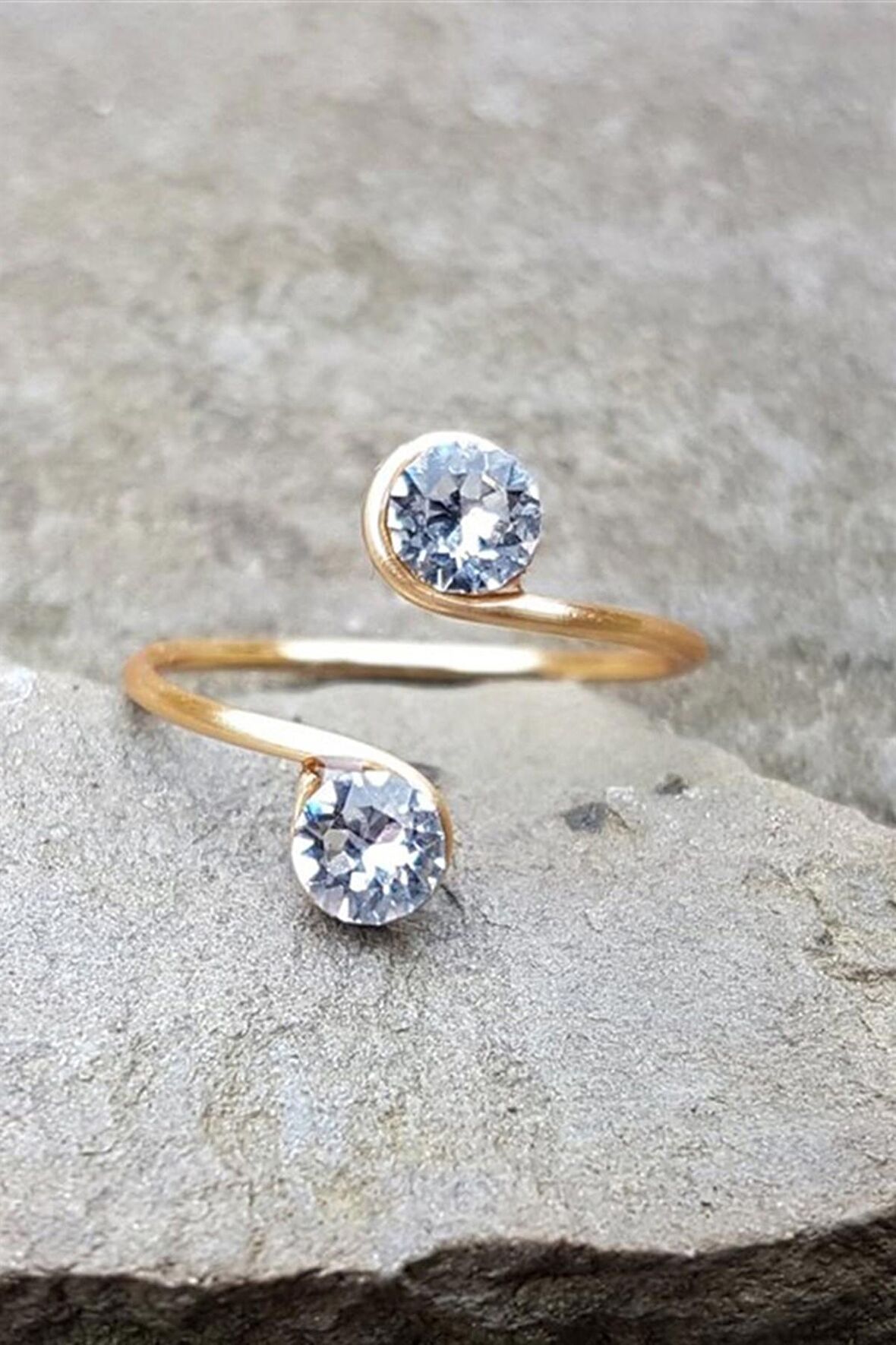 AKUAMARİN SARMAL DOĞAL TAŞ YÜZÜK - AK437