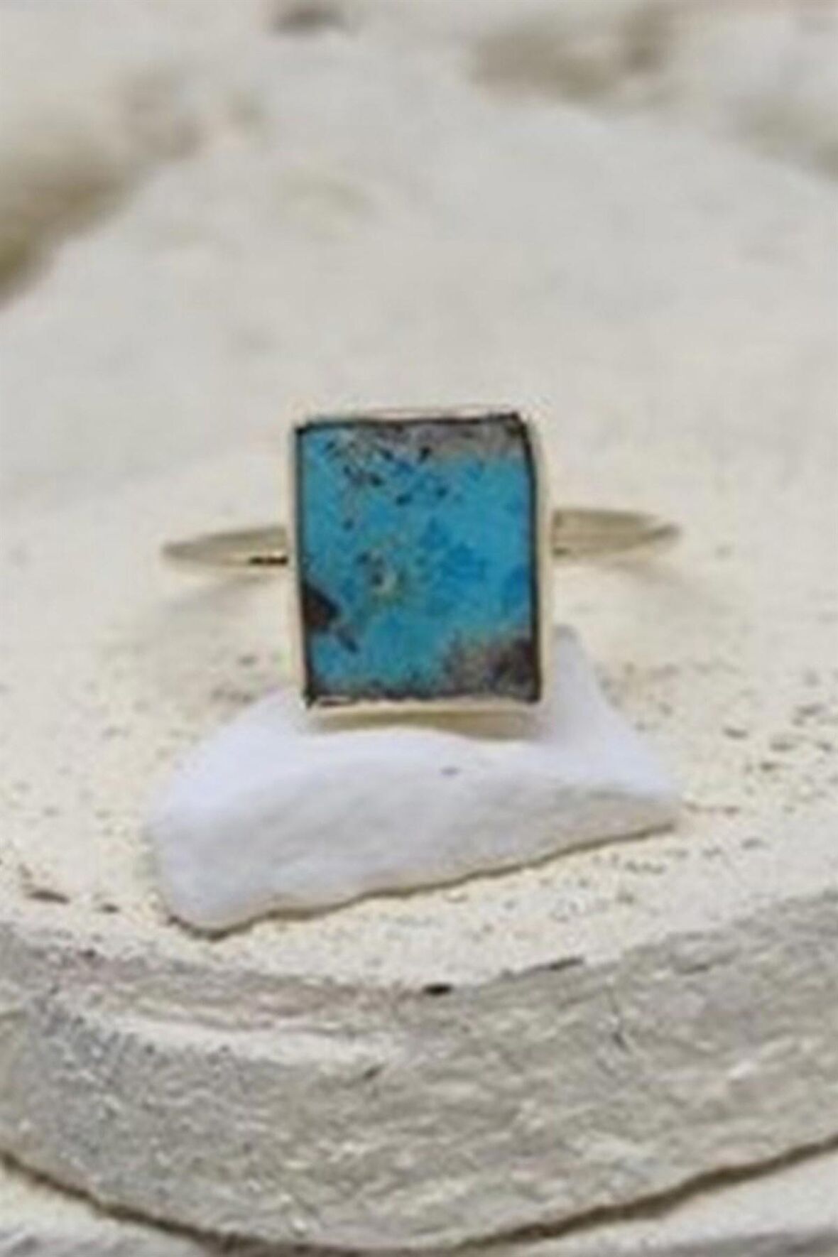 ANRDE KARE FİRUZE DOĞAL TAŞ YÜZÜK- AK1074