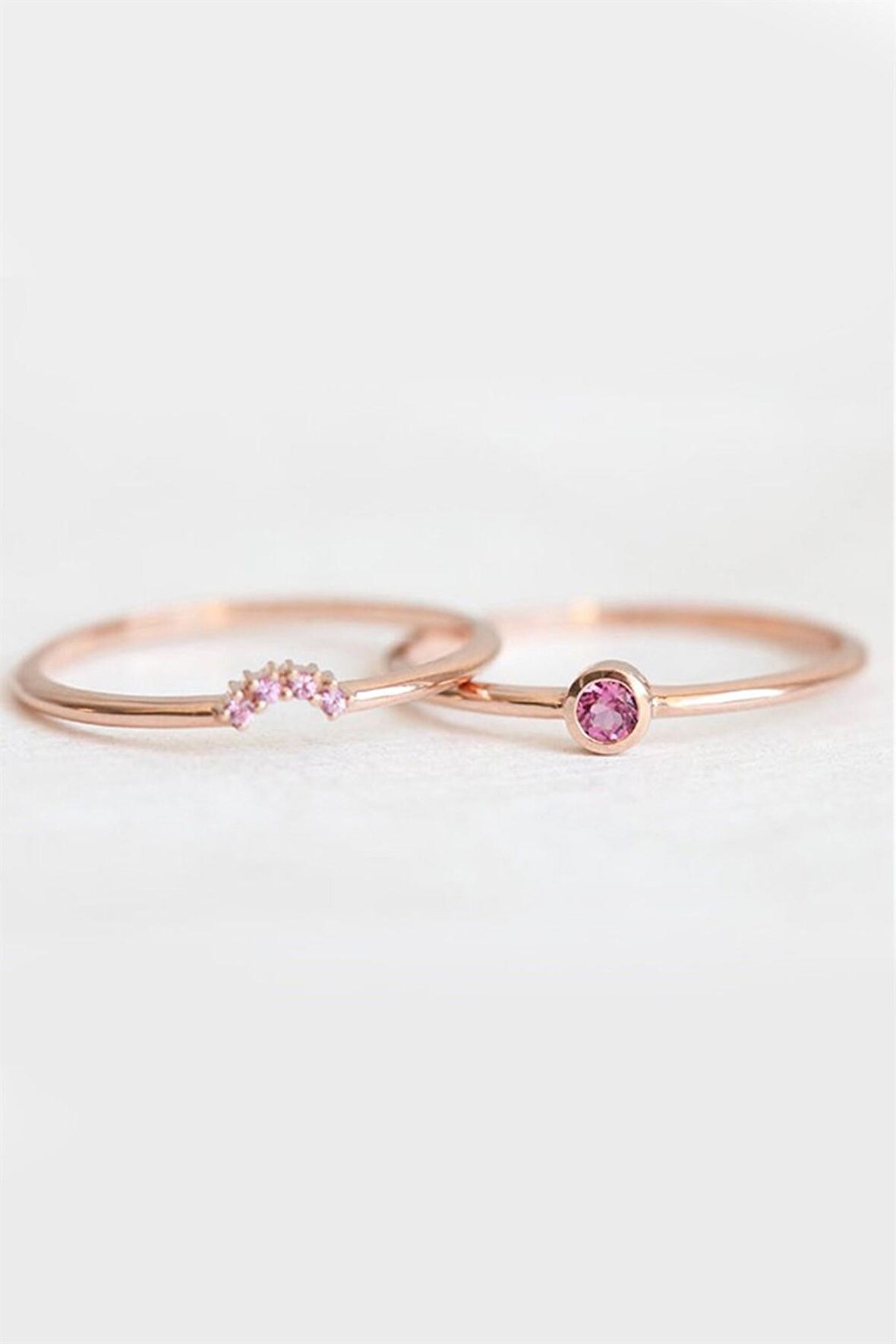 PEMBE KUVARS  TEKTAŞ YÜZÜK- AK1257