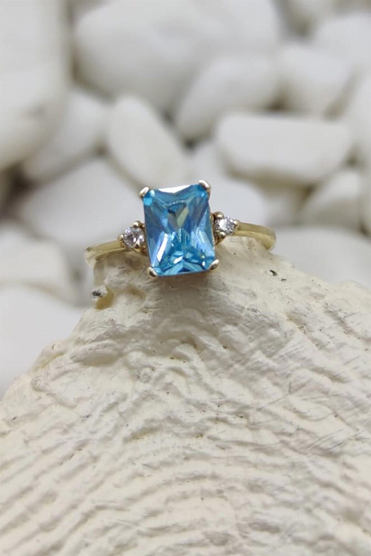 AKUAMARİN BAGET EVLİLİK TEKLİF YÜZÜĞÜ  - AK993