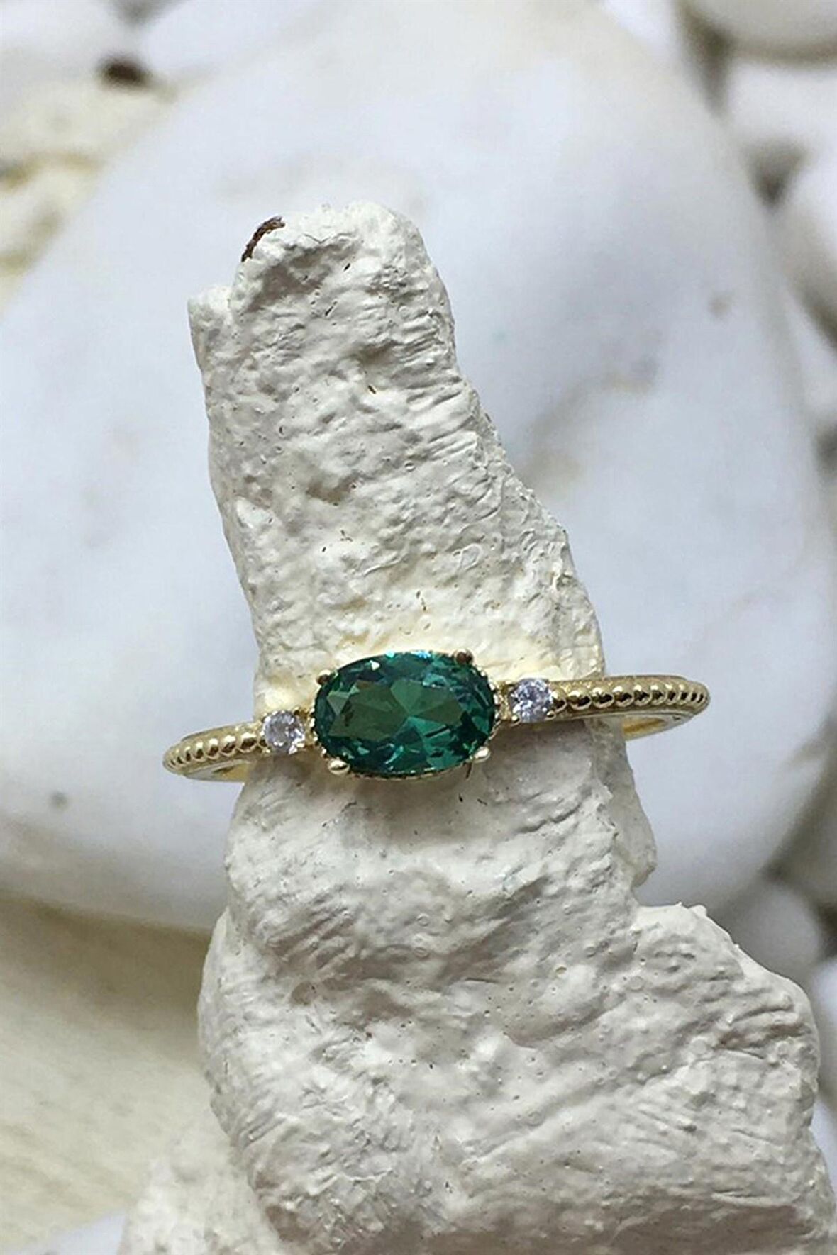 GREEN TOPAZ MİNİMAL YÜZÜK - AK831