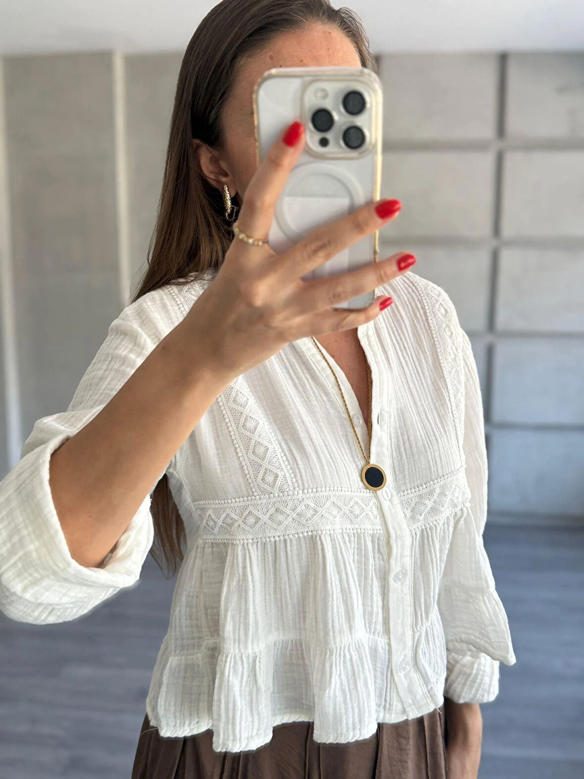 Fisto Detaylı Pamuklu Gömlek