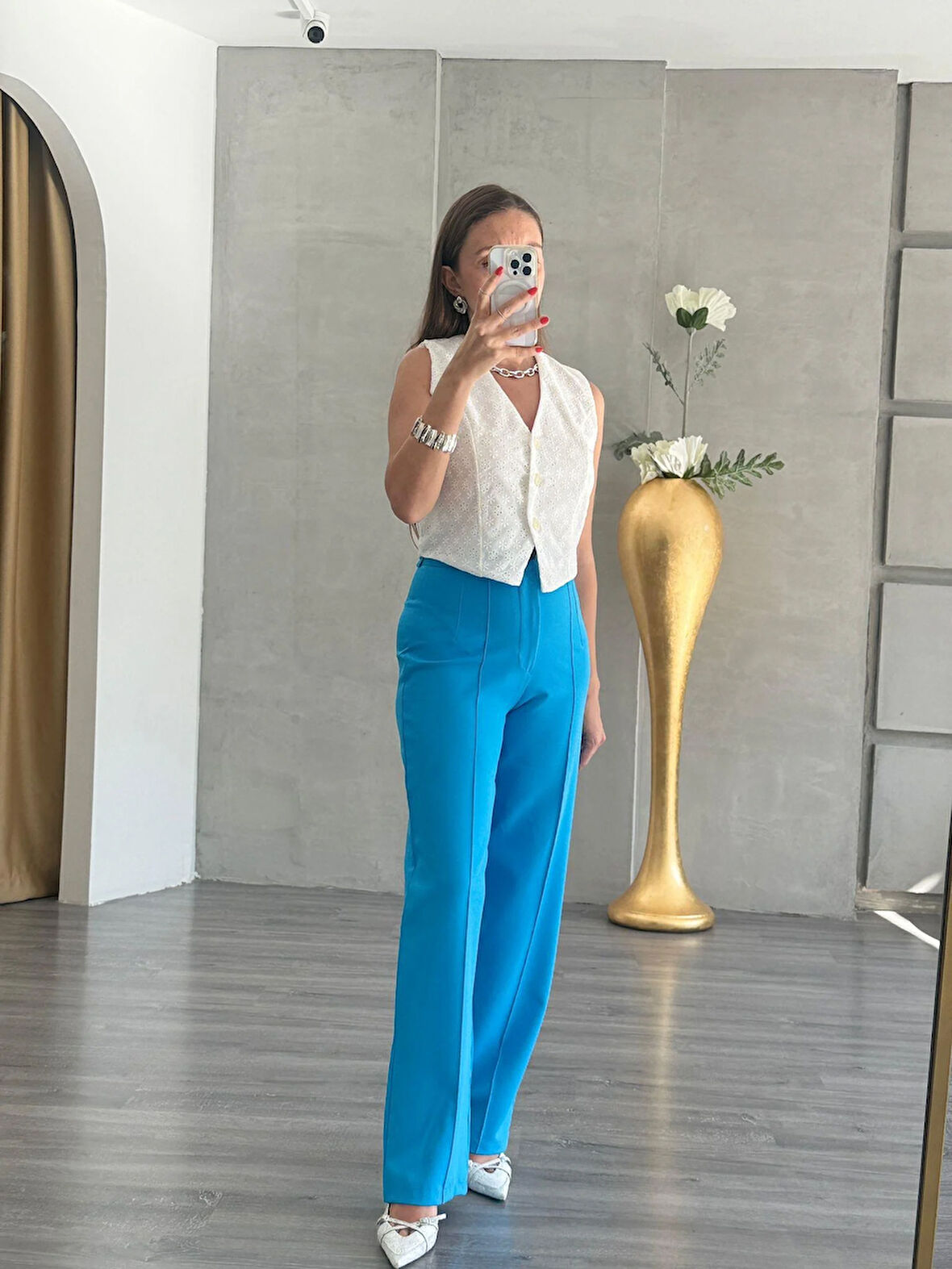 Mavi Çımalı Pantolon