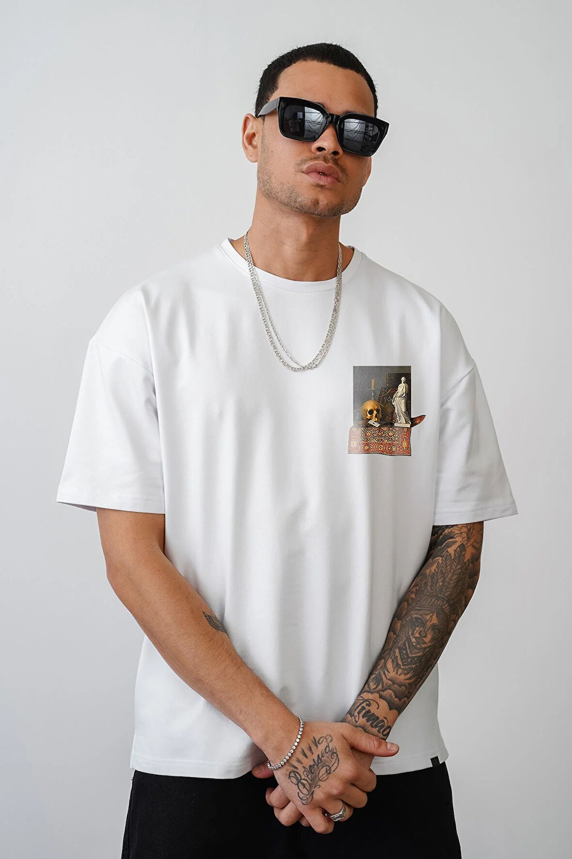 Kingbrich Kuru Kafa Baskılı Oversize Kesim Unisex Tişört