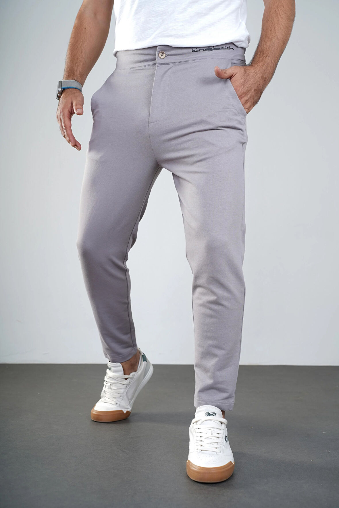 Kingbrich Beli Lastikli Baskılı Cepli Slim Fit Kalıp Erkek Alt Eşofman