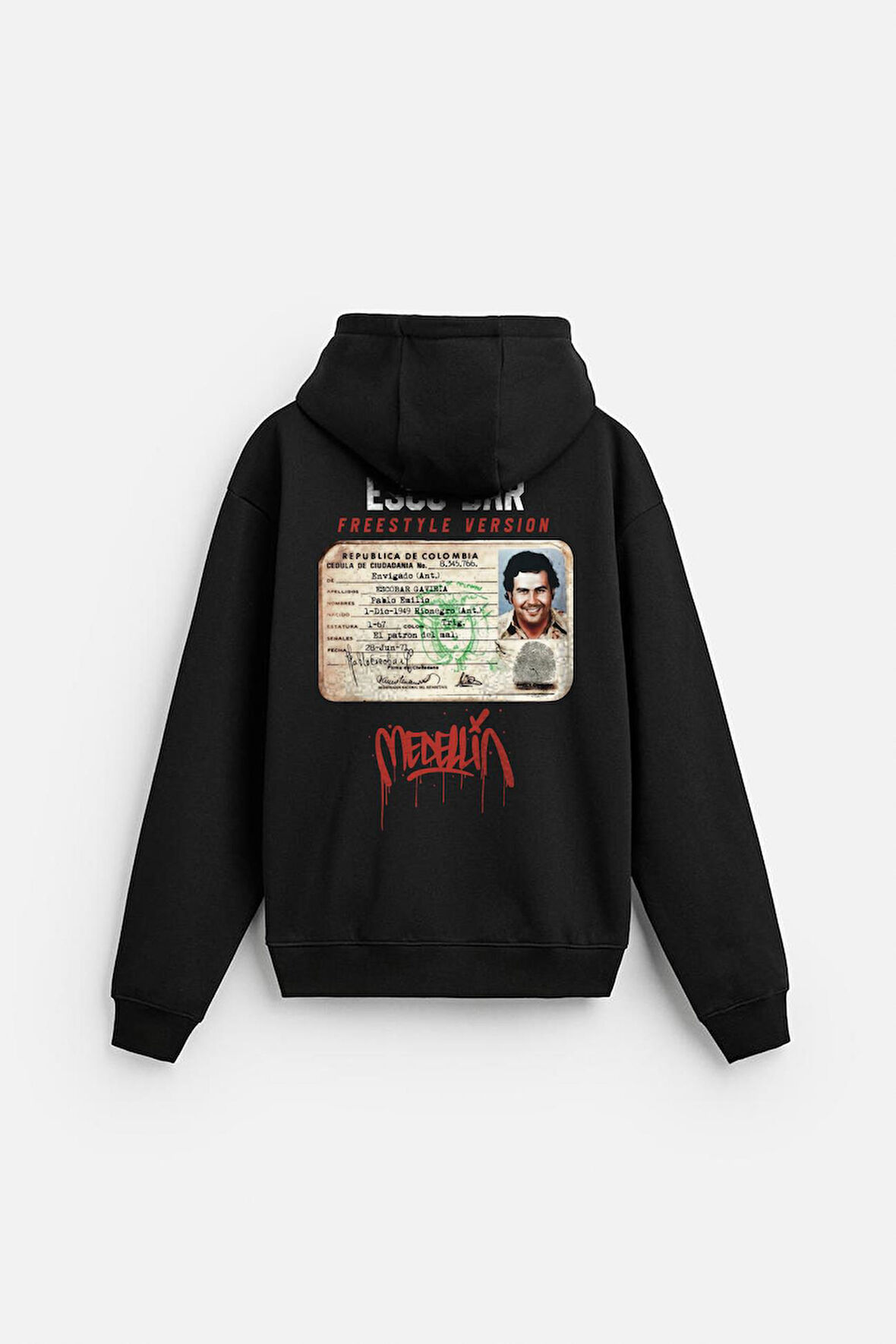 Kapuşonlu Oversize Kalıp Escobar Identity Baskılı Hooide