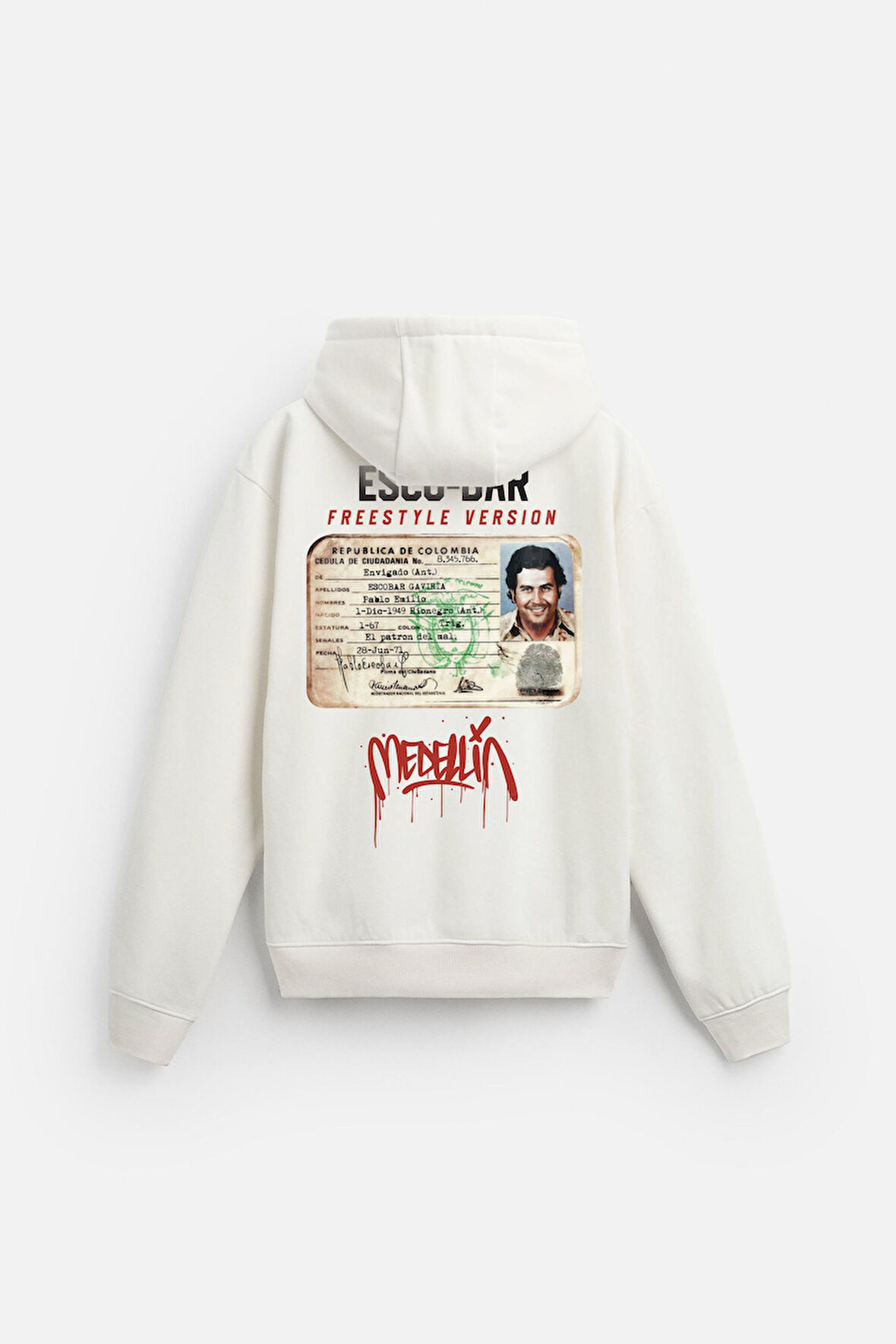 Kapuşonlu Oversize Kalıp Escobar Identity Baskılı Hooide