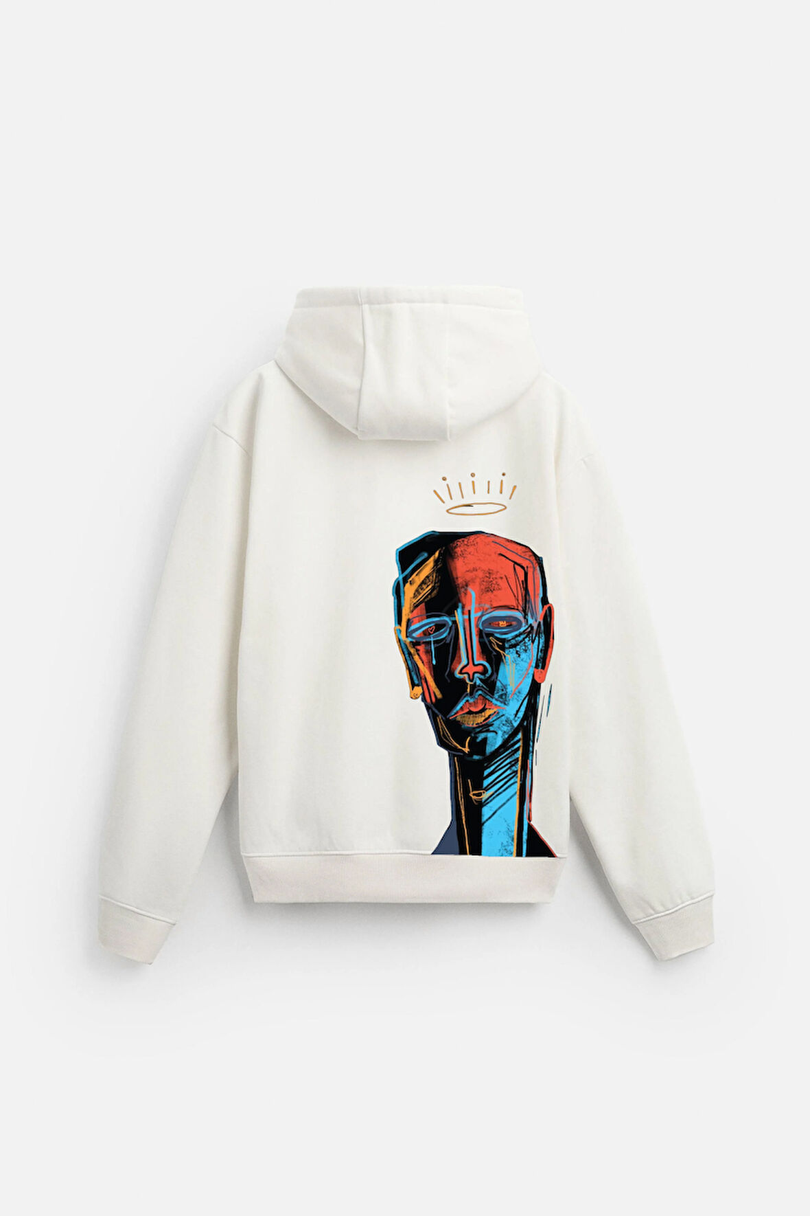Kapuşonlu Elektro Man Baskılı Unisex Oversize Kalıp Hoodie