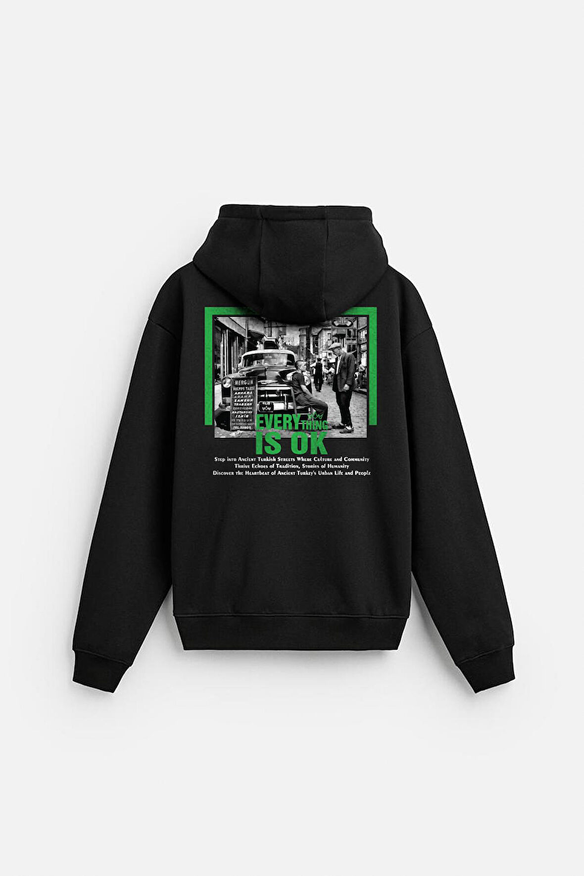 Kapuşonlu Everything Baskılı Oversize Kalıp Hoodie