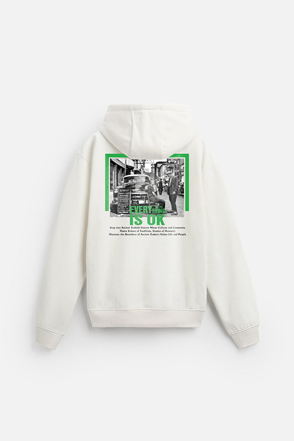 Kapuşonlu Everything Baskılı Oversize Kalıp Hoodie