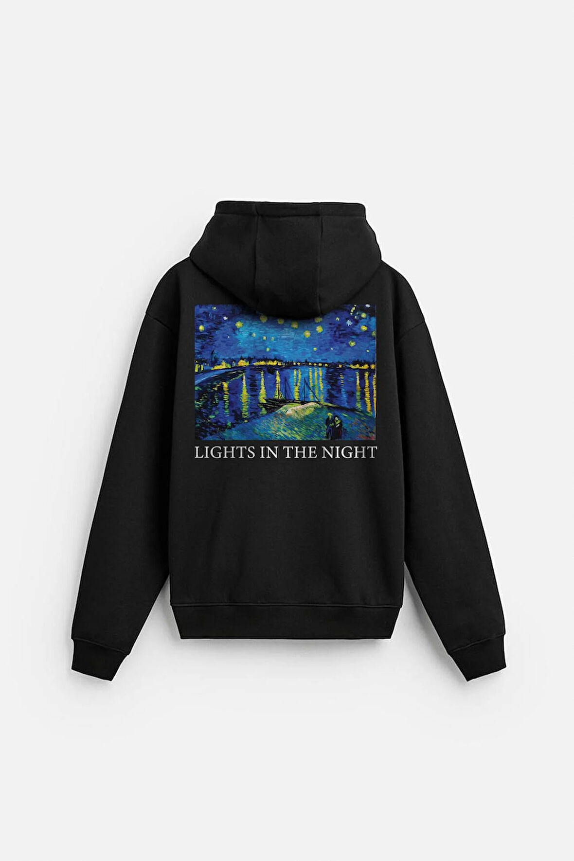 Kapuşonlu Starry Night Baskılı Oversize Kalıp Unisex Hoodie