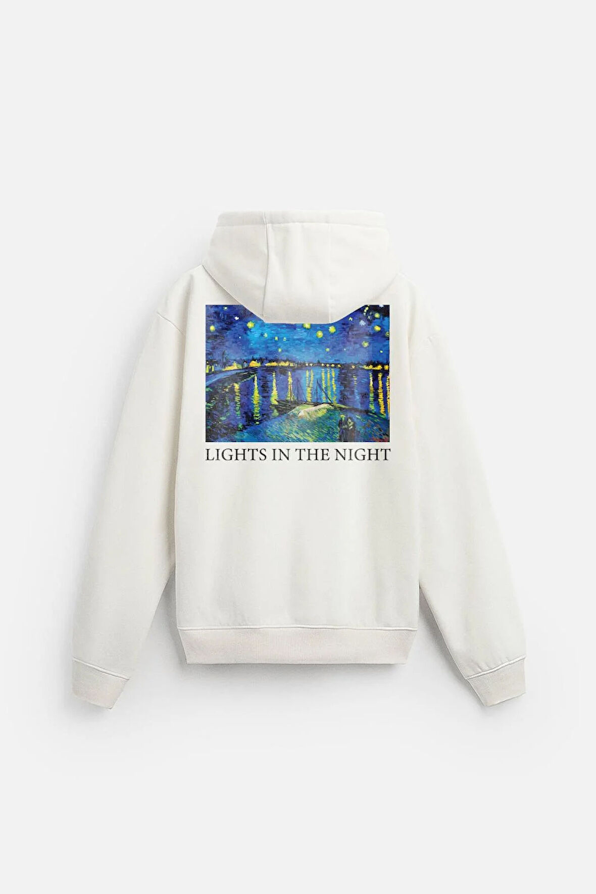 Kapuşonlu Starry Night Baskılı Oversize Kalıp Unisex Hoodie