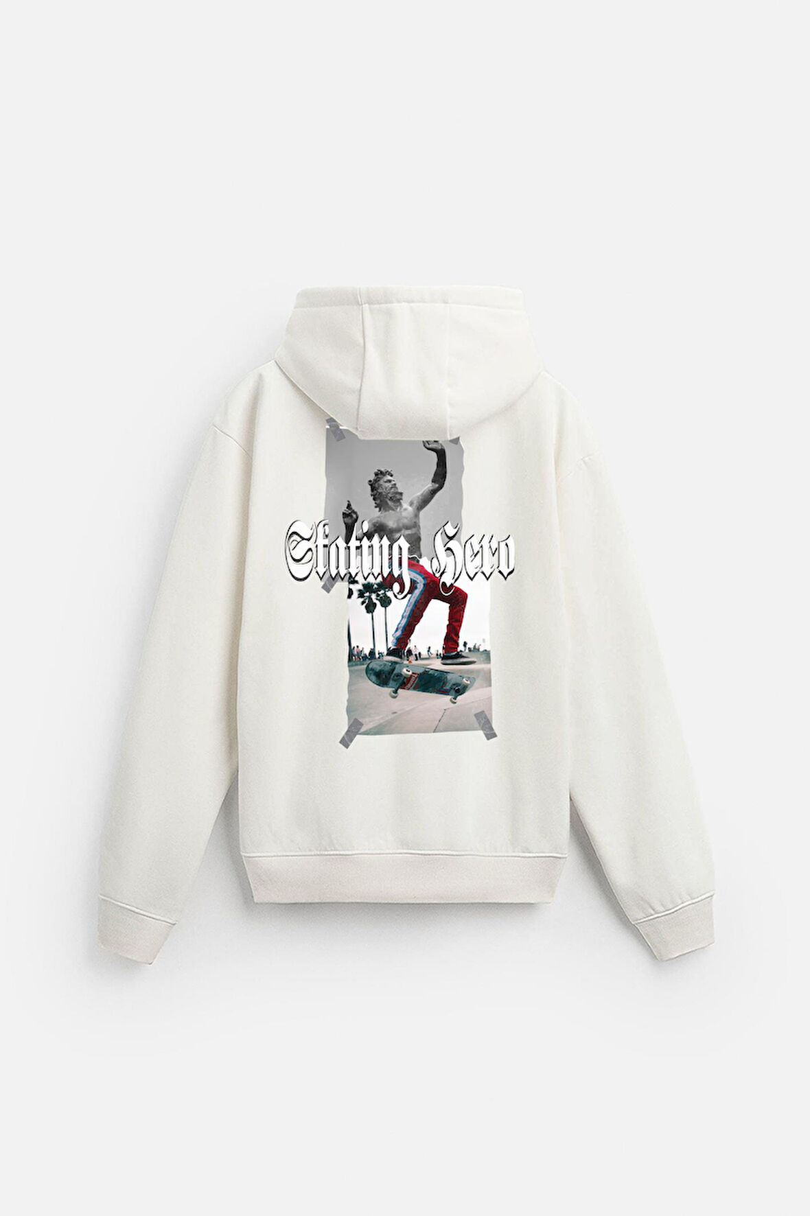 Kapuşonlu Skateboard baskılı Hoodie
