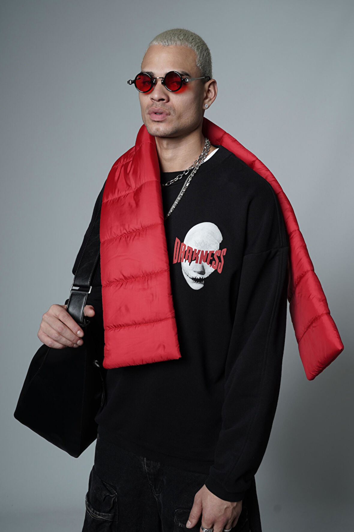 Bisiklet Yaka Darkness Baskılı Oversize Unisex Sweatshirt