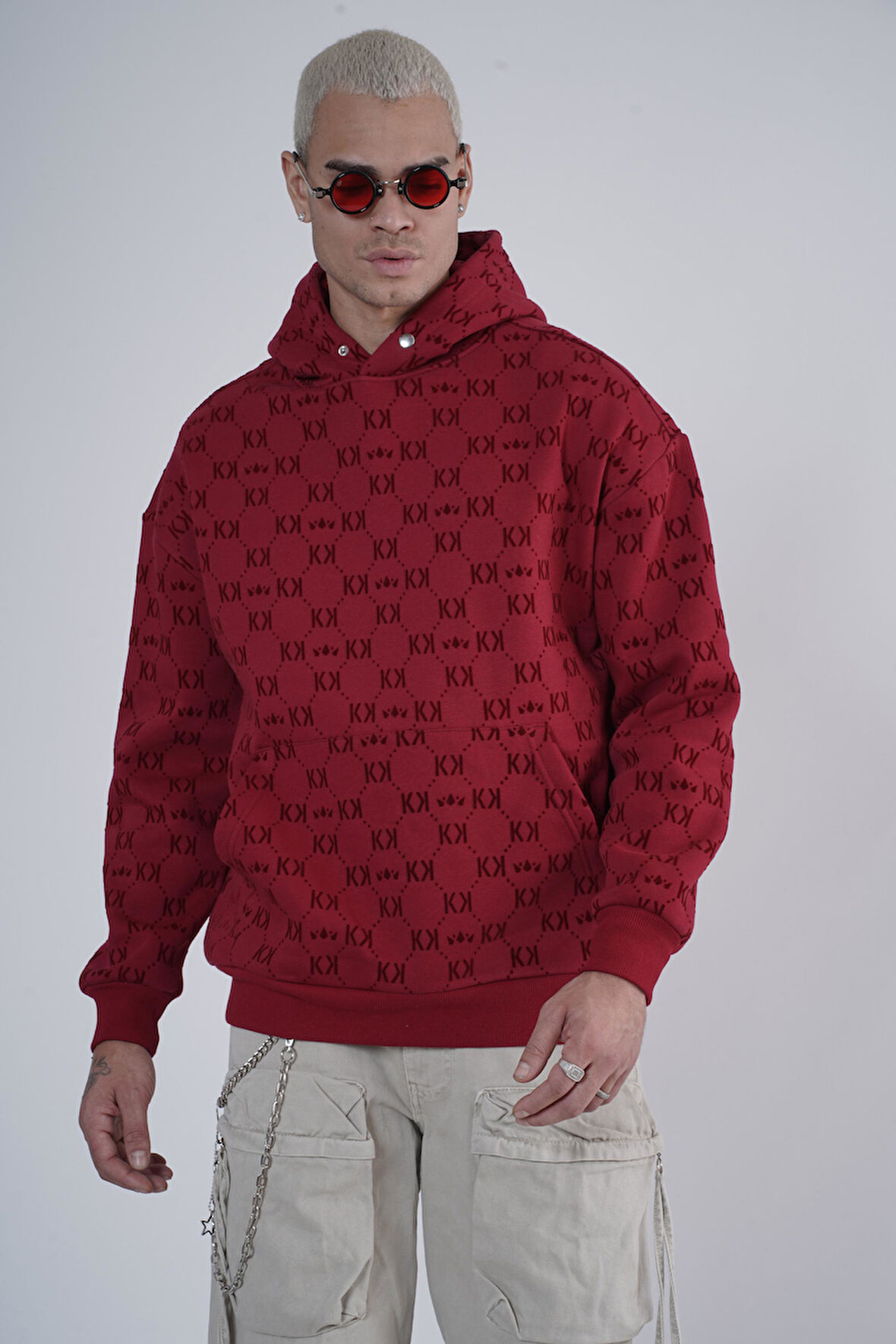 Kapüşonlu Flok Baskılı Kanguru Cepli Unisex Sweatshirt