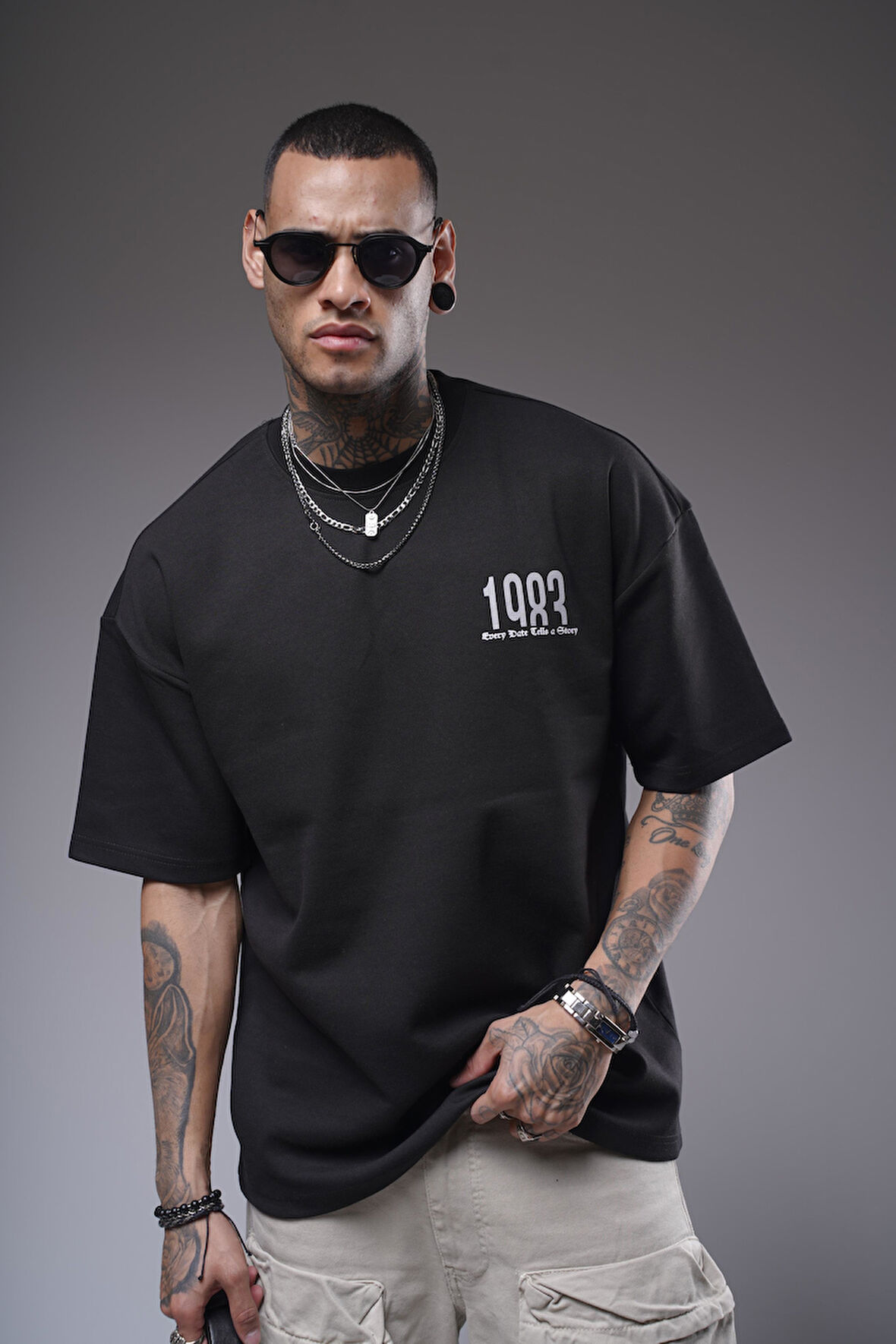 Oversize Kalıp 1983 Yazılı Baskılı Unisex Tişört