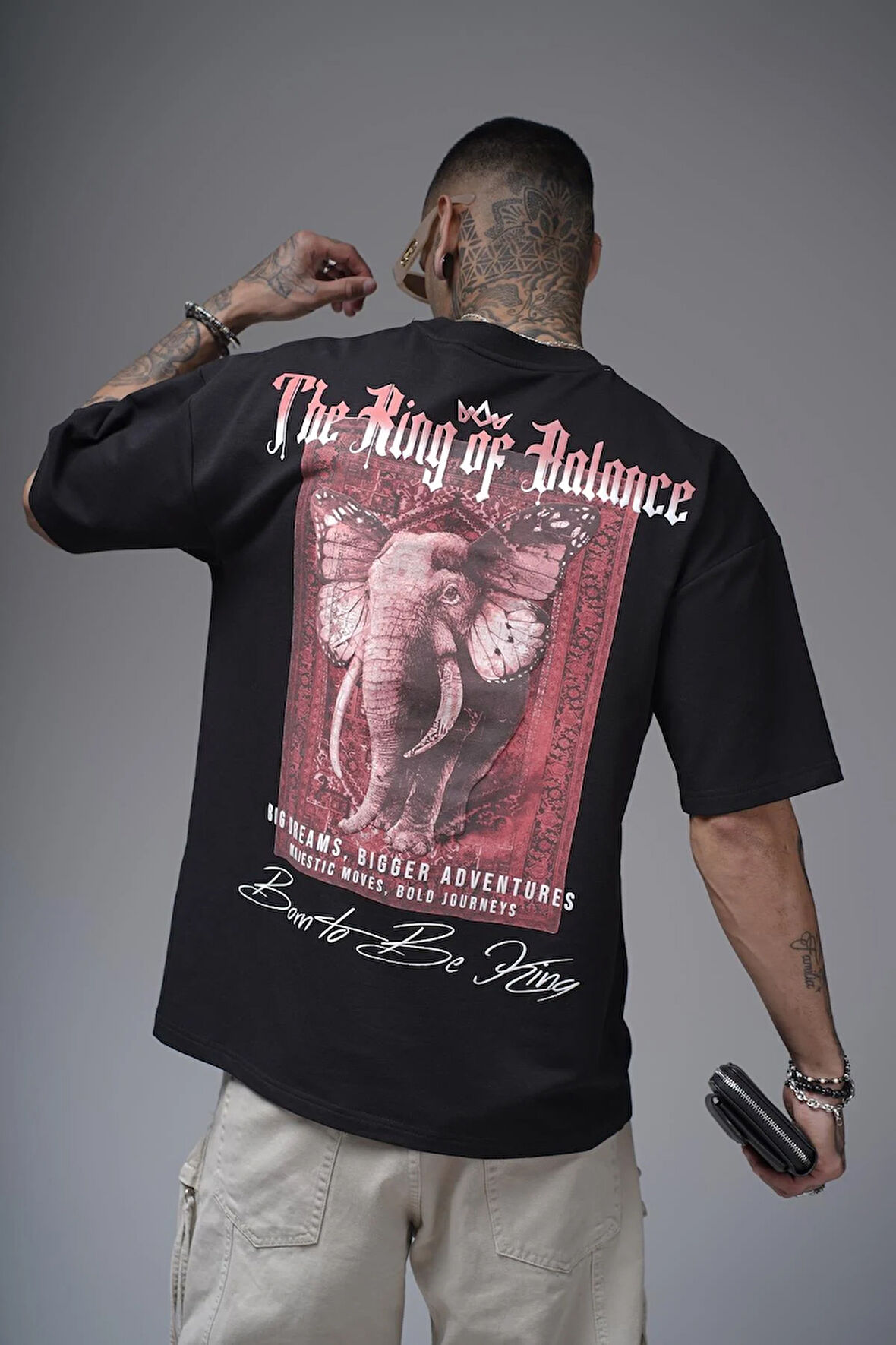 The King Of Balance Baskılı Oversize Kalıp Unisex Tişört