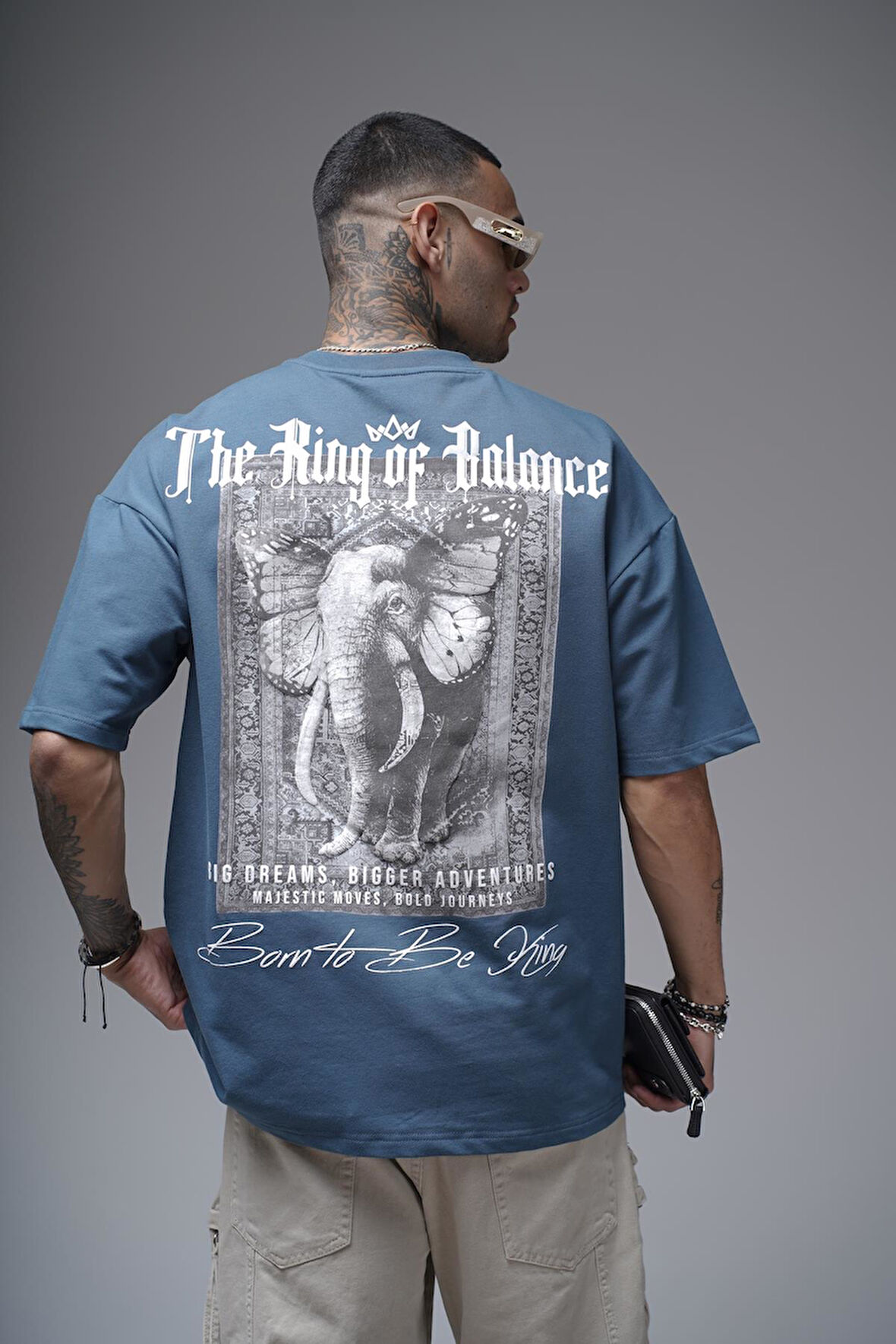 The King Of Balance Baskılı Oversize Kalıp Unisex Tişört