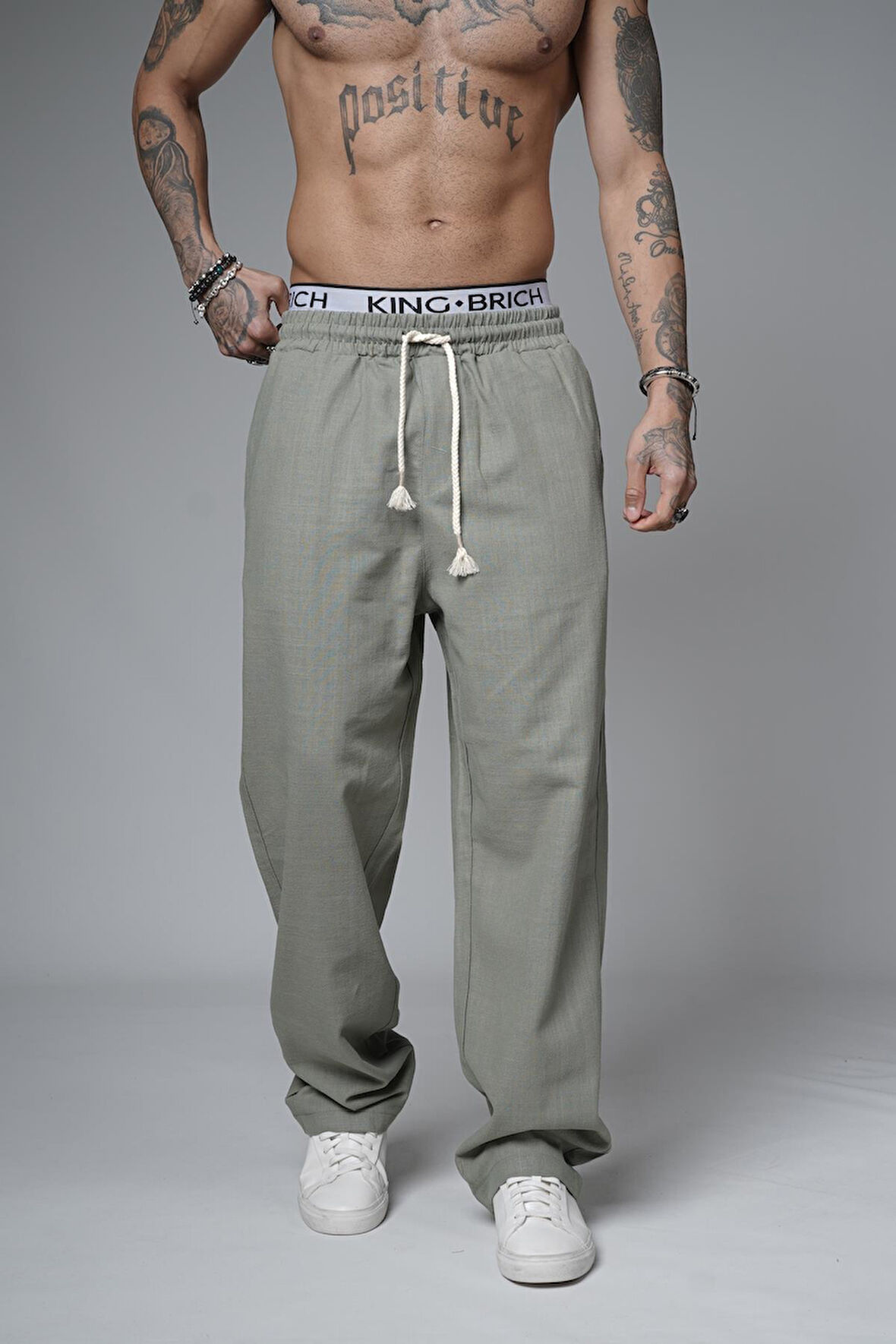 Baggy Kalıp Düz Keten Pantolon