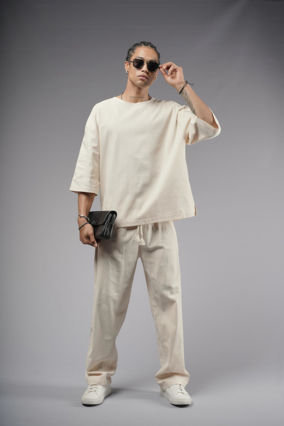 Oversize Kalıp Keten Alt Üst Takım