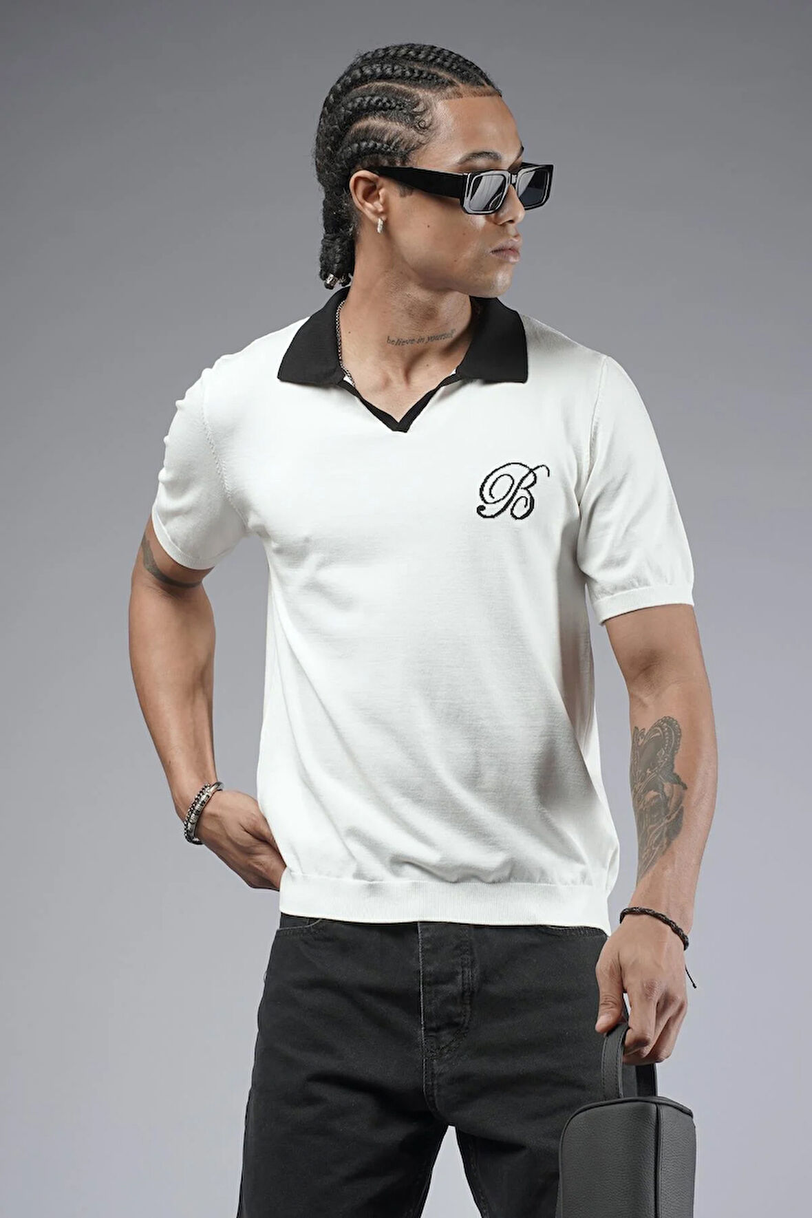 Polo Yaka Reglan Kol Regular Kalıp Triko Tişört