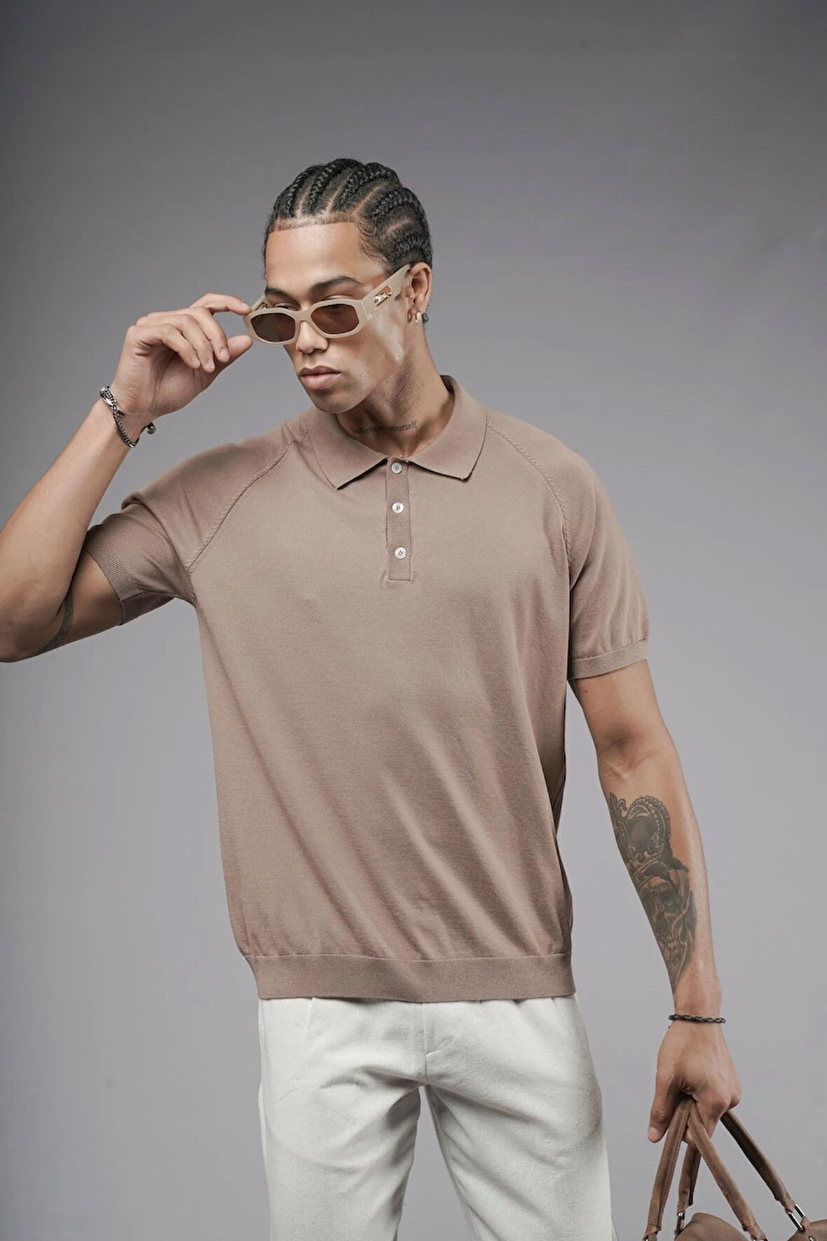 Polo Yaka Reglan Kol Erkek Triko Tişört