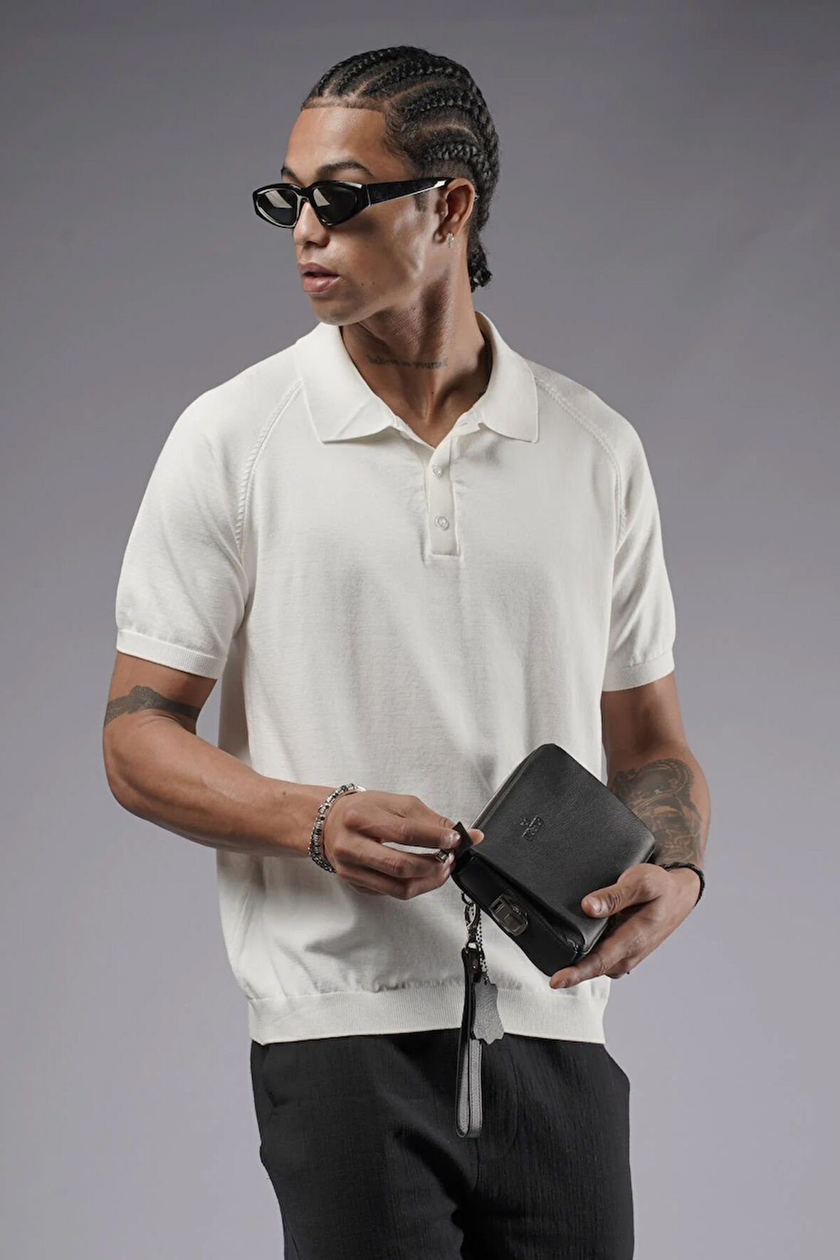 Polo Yaka Reglan Kol Erkek Triko Tişört