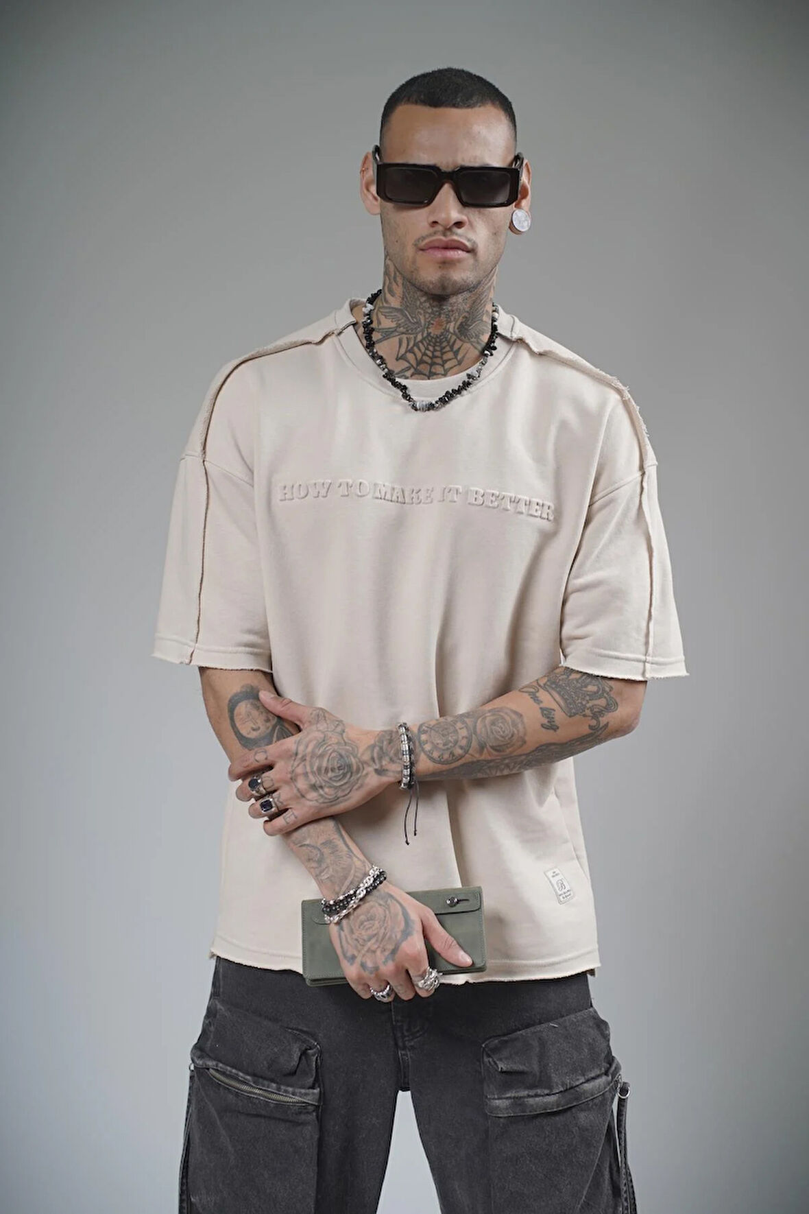 Bisiklet Yaka How To Make It Better Yazılı Oversize Kalıp Tişört