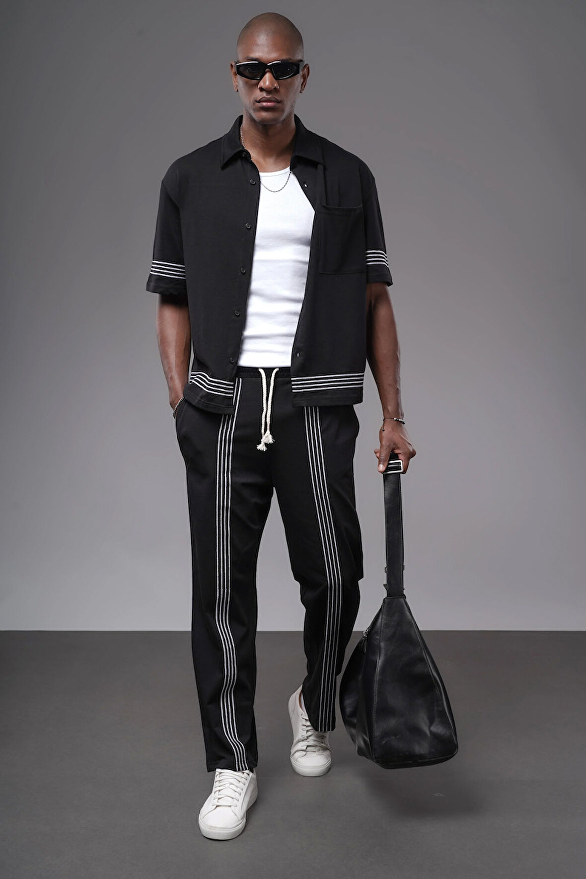 Şeritli Oversize Kalıp Alt Üst Takım