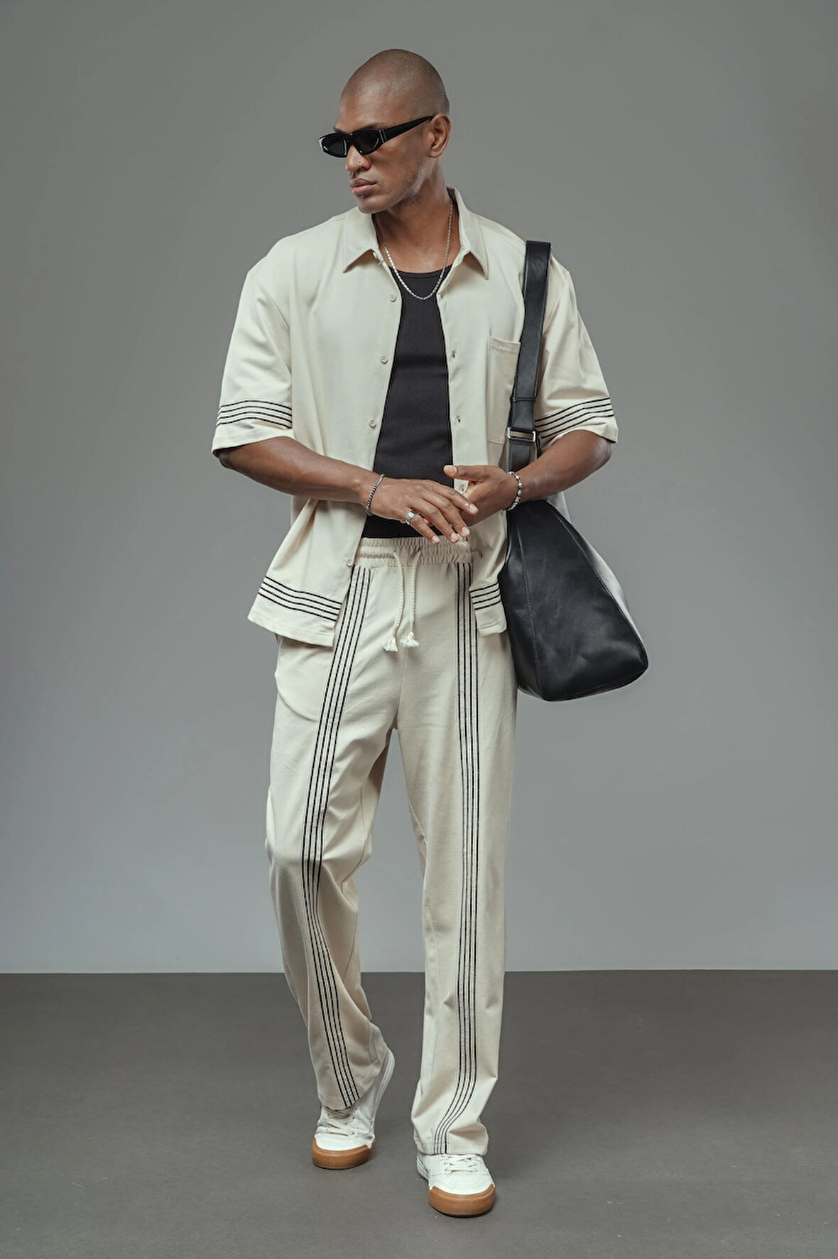 Şeritli Oversize Kalıp Alt Üst Takım