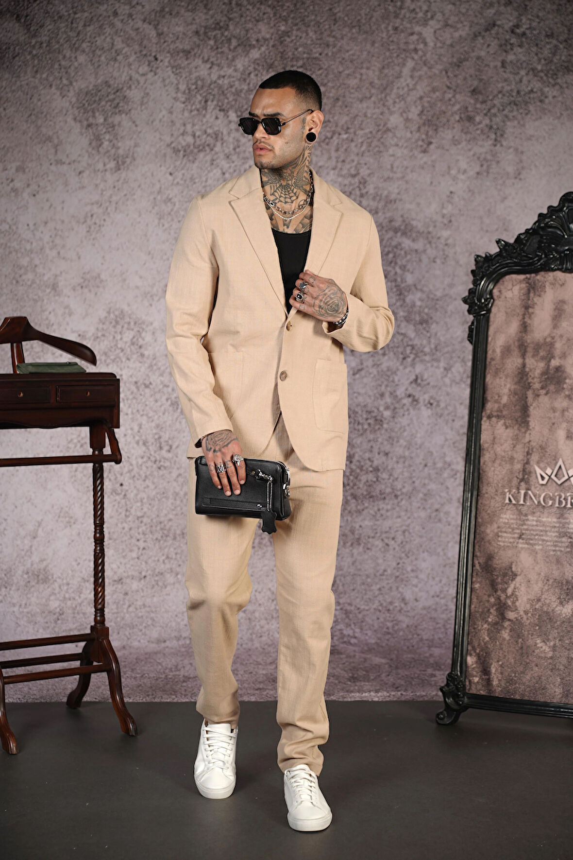 Regular Kalıp Blazer Keten Alt Üst Takım