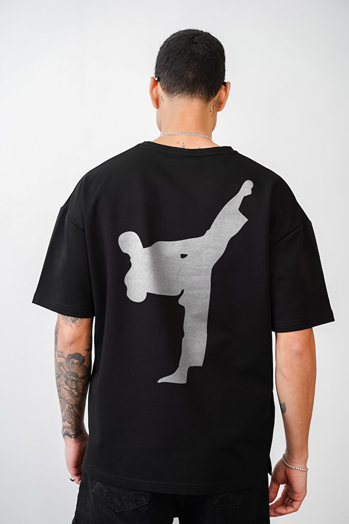 Karete Baskılı Oversize Kalıp Unisex Tişört