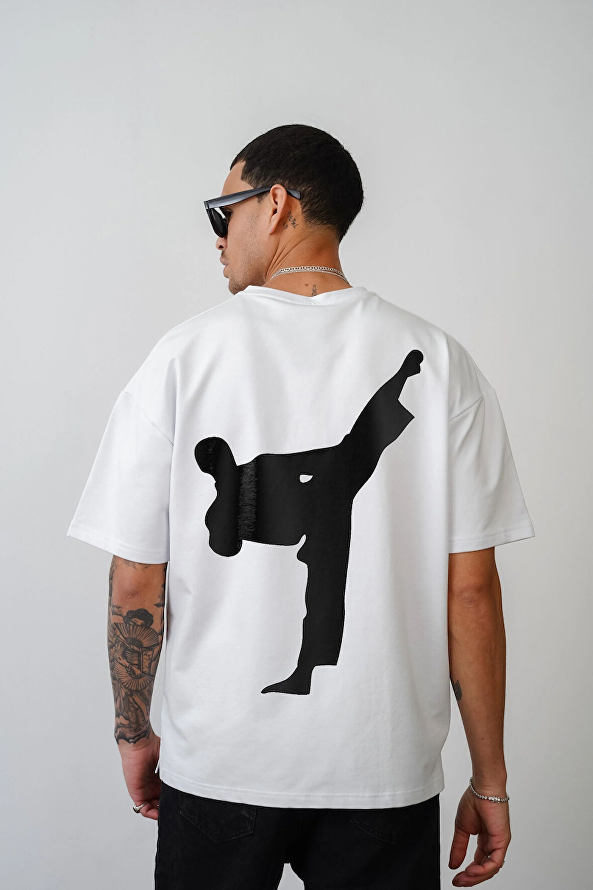 Karete Baskılı Oversize Kalıp Unisex Tişört