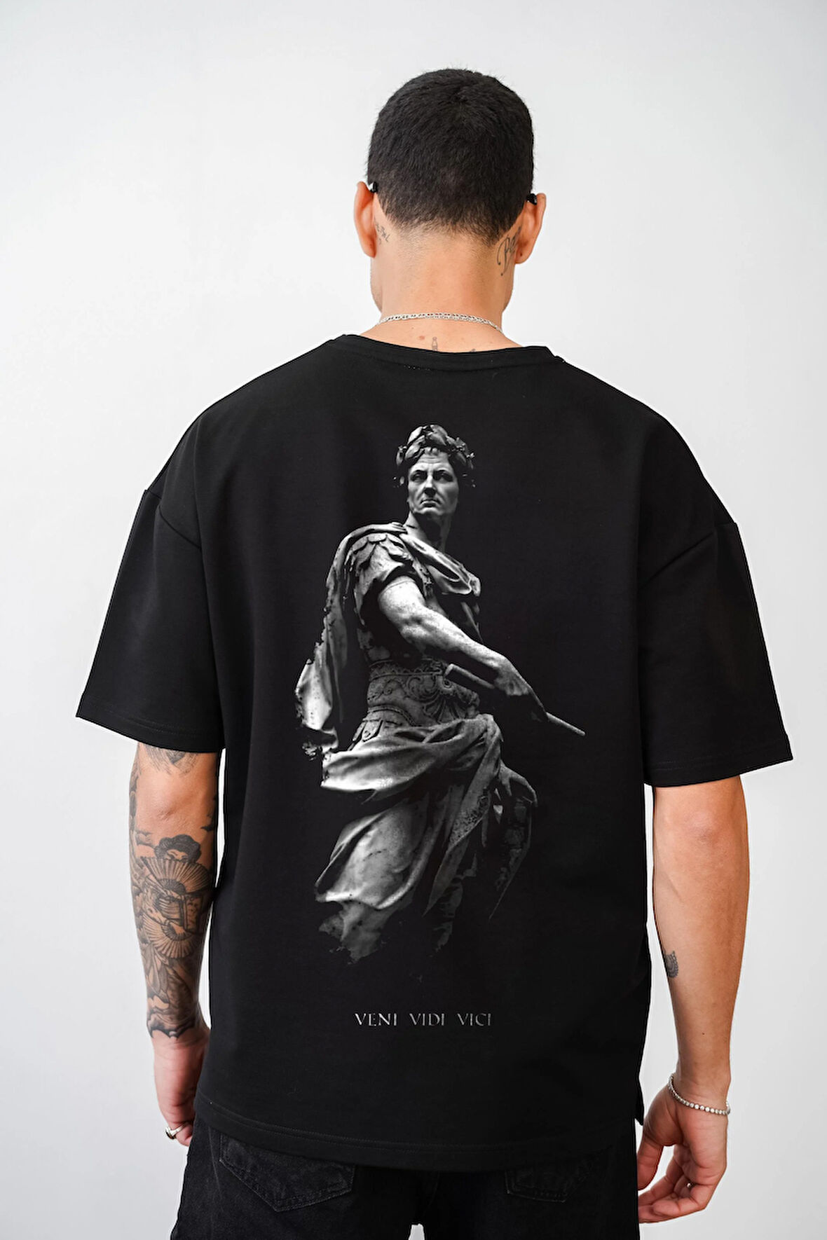 Veni Vidi Vici Baskılı Unisex Oversize Kalıp Tişört