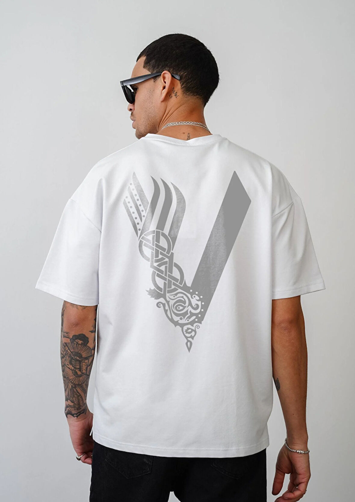 Vıkıngs Baskılı Unisex Oversize Kalıp Tişört