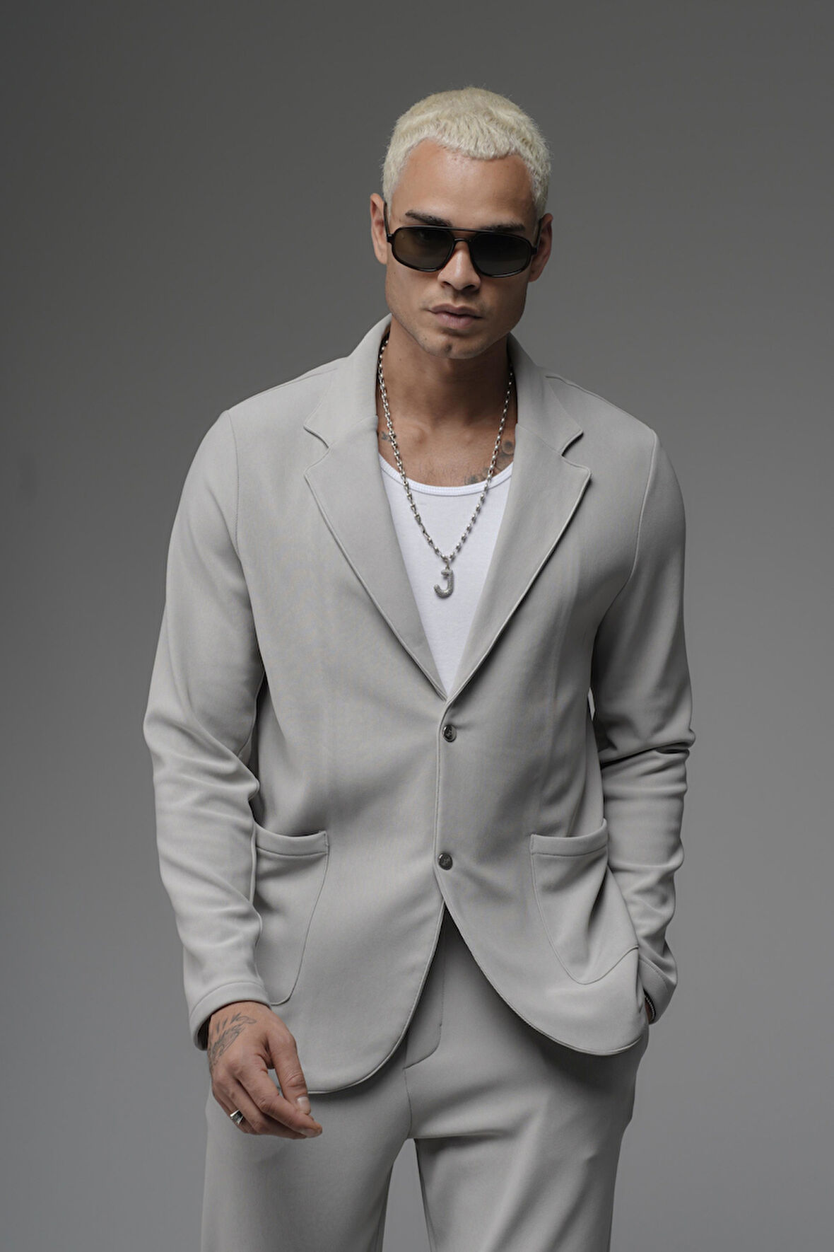 Regular Kalıp Likralı Erkek Blazer Alt Üst Takım