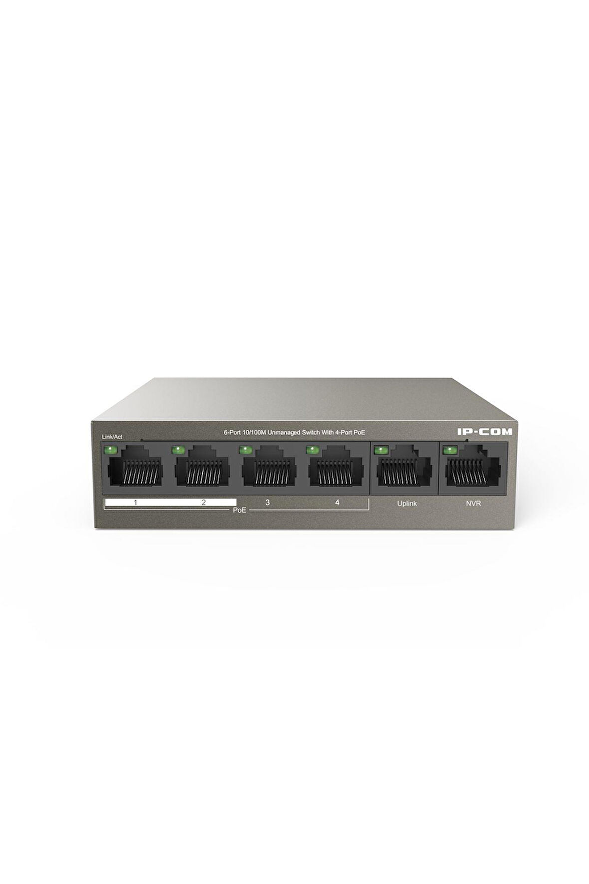 IP-COM F1106P-4-63W Unmanaged,5* 10/100Mbps Desktop Poe+ Switch,58W,4Fe Rj45 Ports Poe,2Fe Rj45 Port None Poe,Metal Case