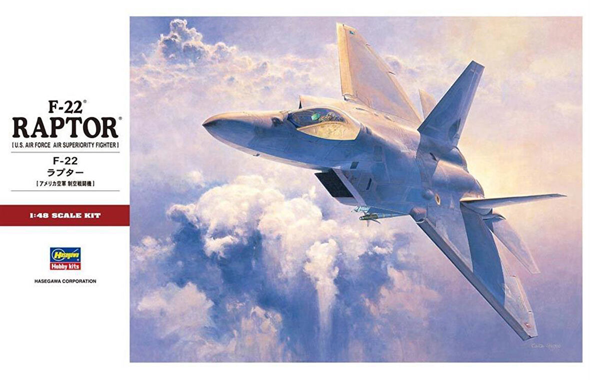 Hasegawa PT45 7245 1/48 Ölçek, F-22 Raptor, Savaş Uçağı Plastik Model Kiti