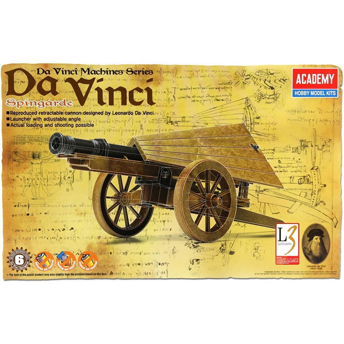 Academy 18142 Da Vinci Spingarde Topu, Plastik Model kiti