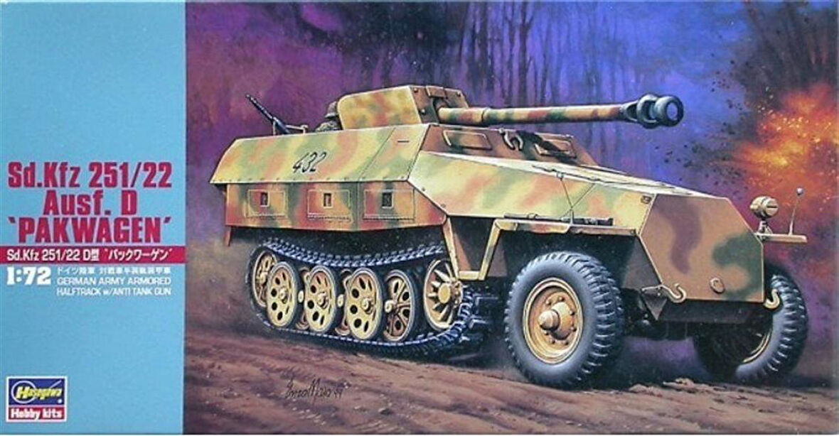 Hasegawa MT45 31145 1/72 Ölçek, Sd.Kfz 251/22 Ausf.D (Pakwagen) Personel Taşıyıcı Plastik Model Kiti