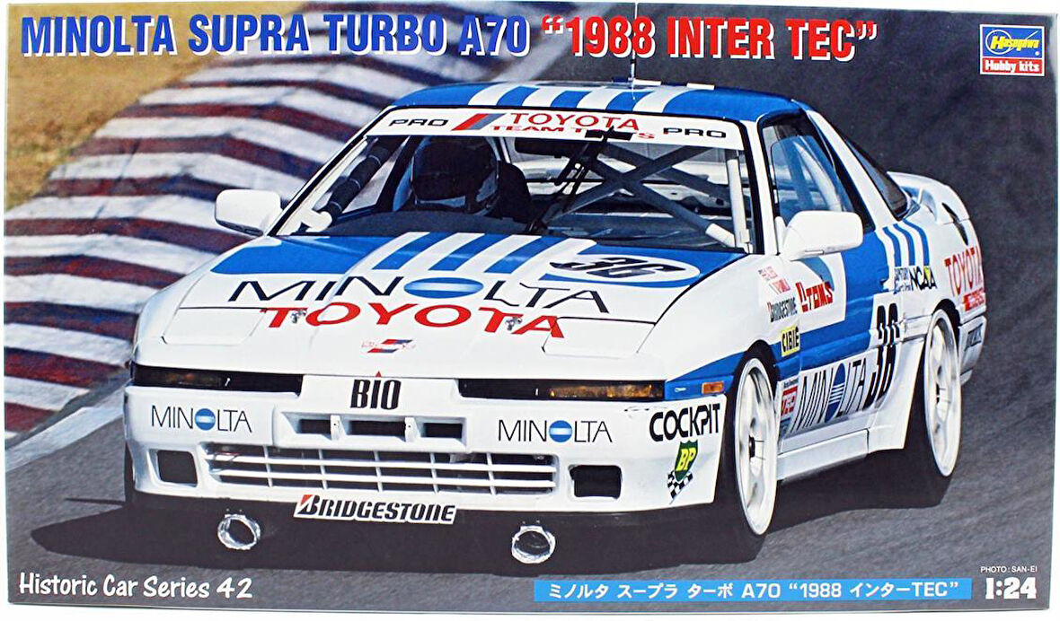 Hasegawa HC42 21142 1/24 Ölçek, Toyota Minolta Supra Turbo A70 (1988 Inter Tec), Yarış Aracı Plastik Model Kiti