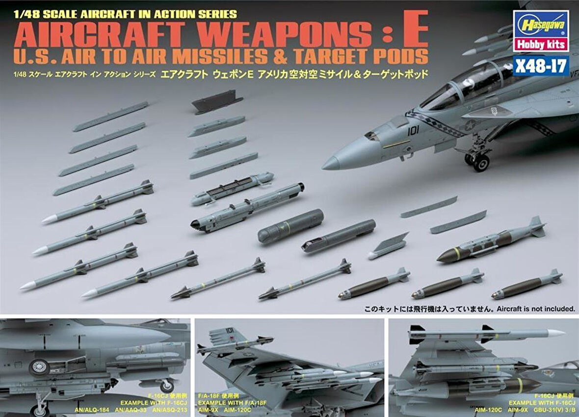 Hasegawa X48-17 36117 1/48 Ölçek, Savaş Uçağı Silahları-E, Plastik Model Kiti