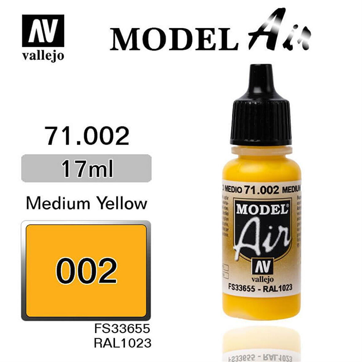 Vallejo 71002 18 ml. Medium Yellow, Model Air Serisi Model Boyası