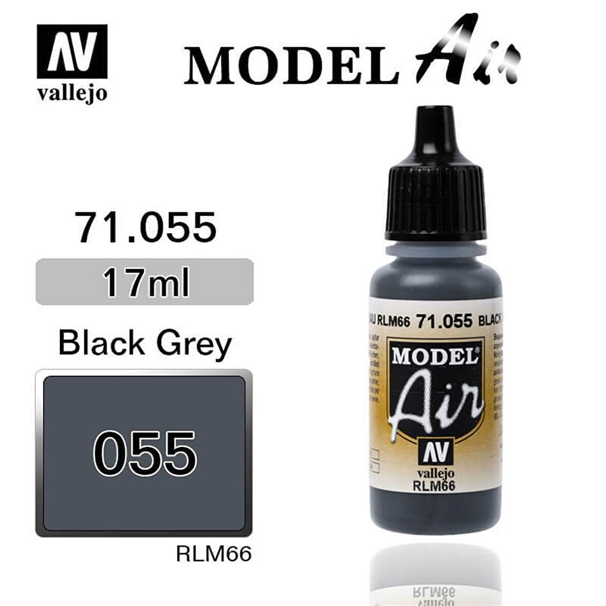 Vallejo 71055 18 ml. Black Gray RLM66, Model Air Serisi Model Boyası