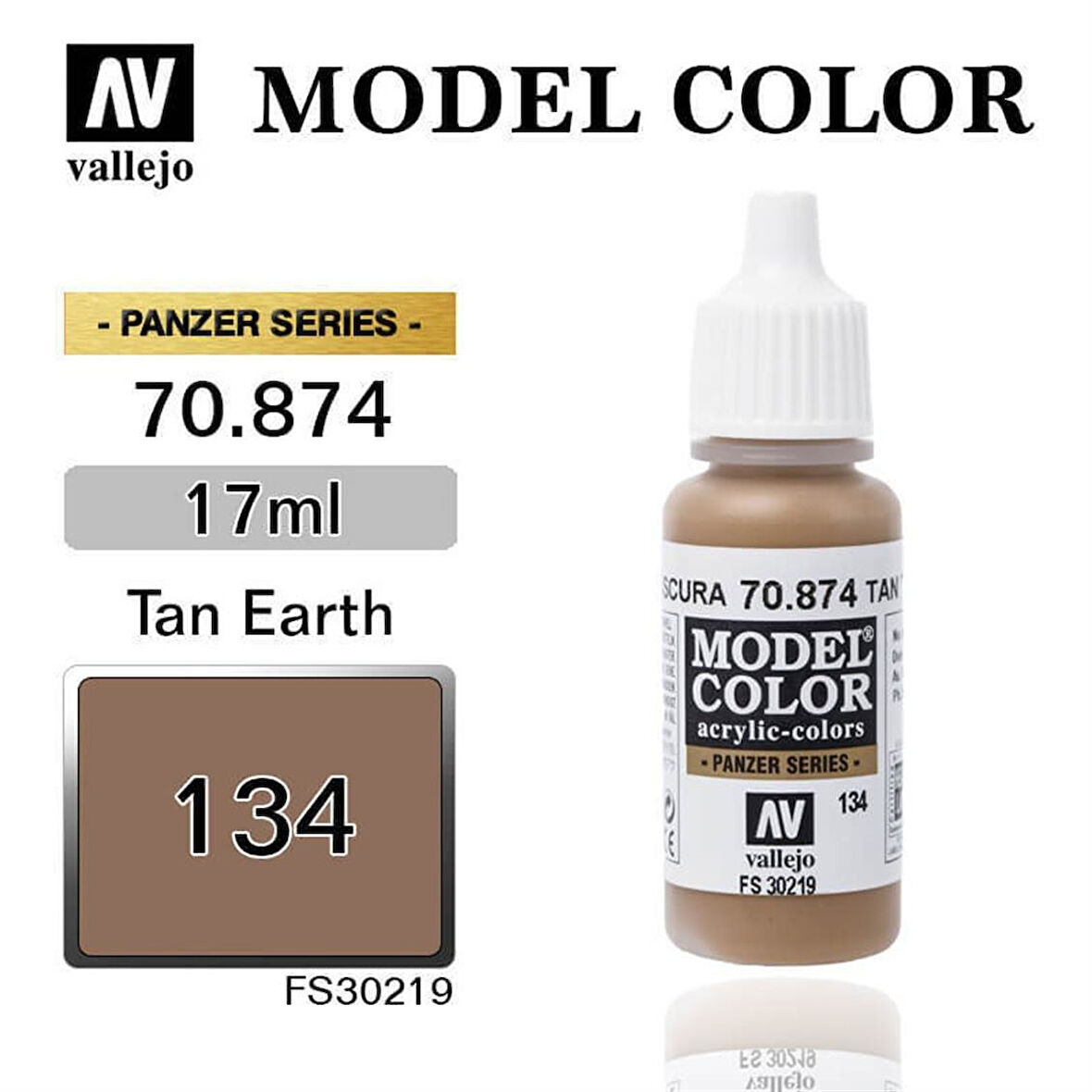 Vallejo 70874 18 ml. (134) Tan Earth-Matt, Model Color Serisi Model Boyası
