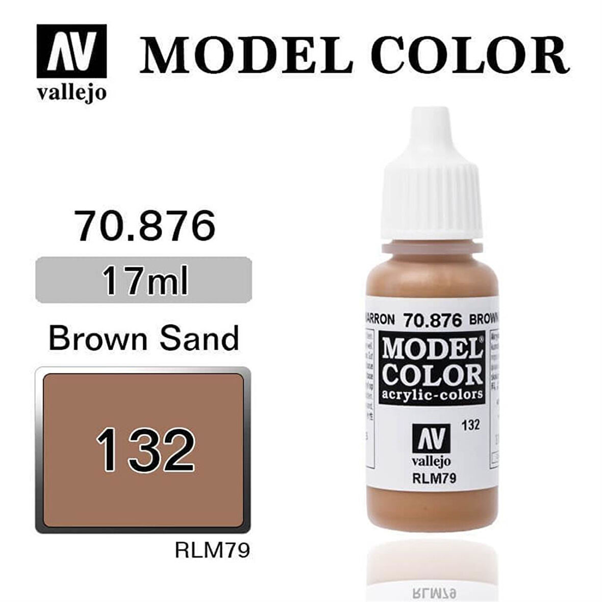 Vallejo 70876 18 ml. (132) Brown Sand-Matt, Model Color Serisi Model Boyası