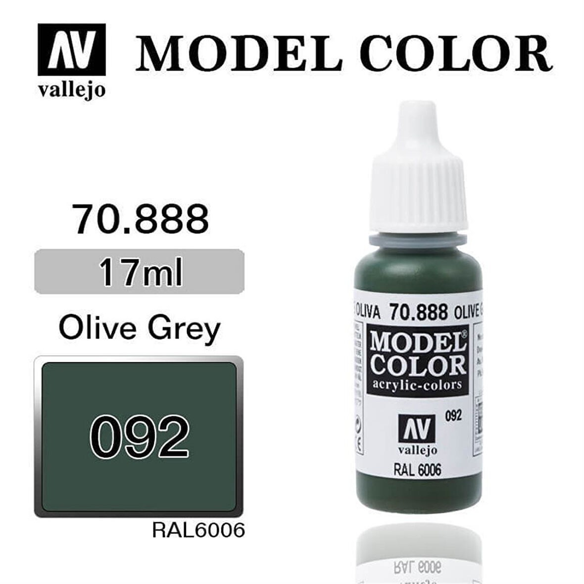 Vallejo 70888 18 ml. (92) Olive Grey-Matt, Model Color Serisi Model Boyası