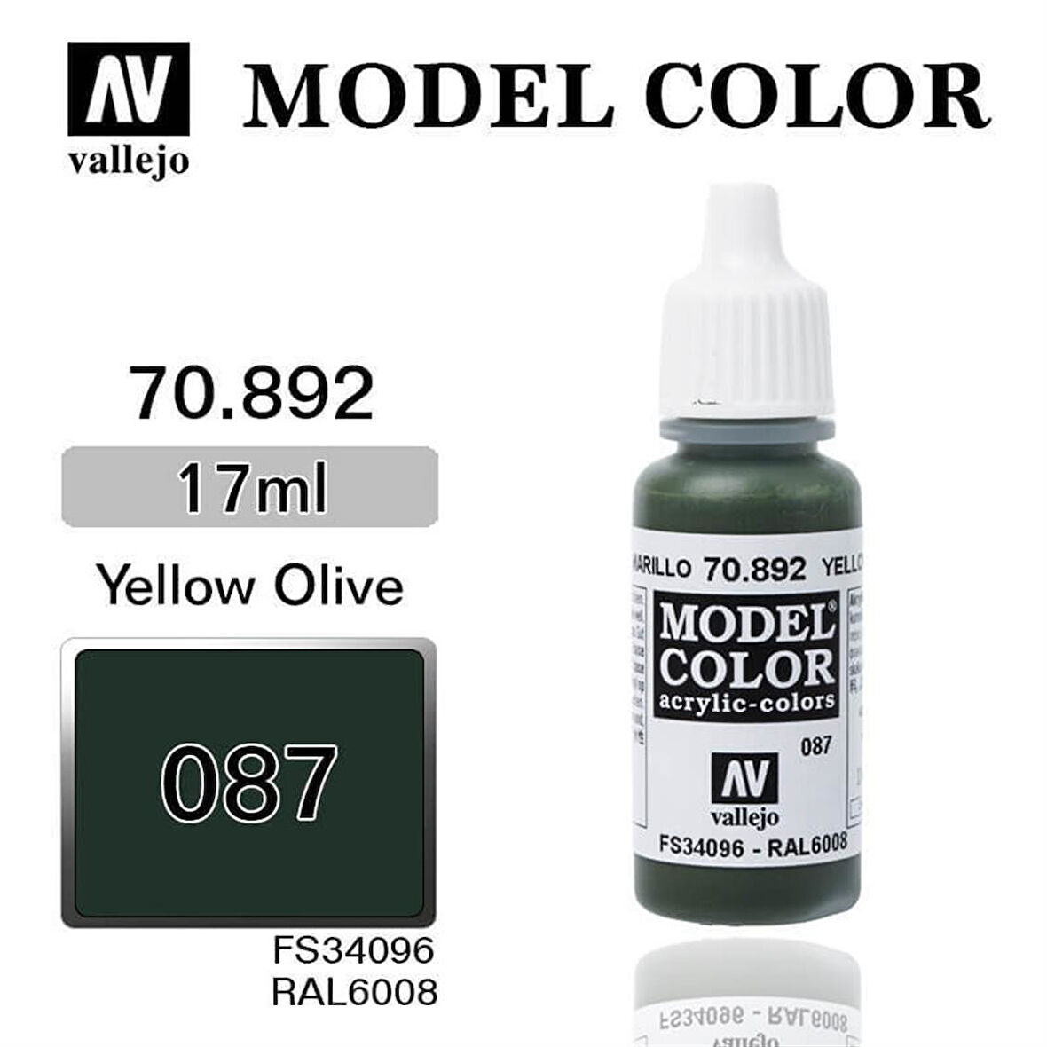 Vallejo 70892 18 ml. (87) Yellow Olive-Matt, Model Color Serisi Model Boyası